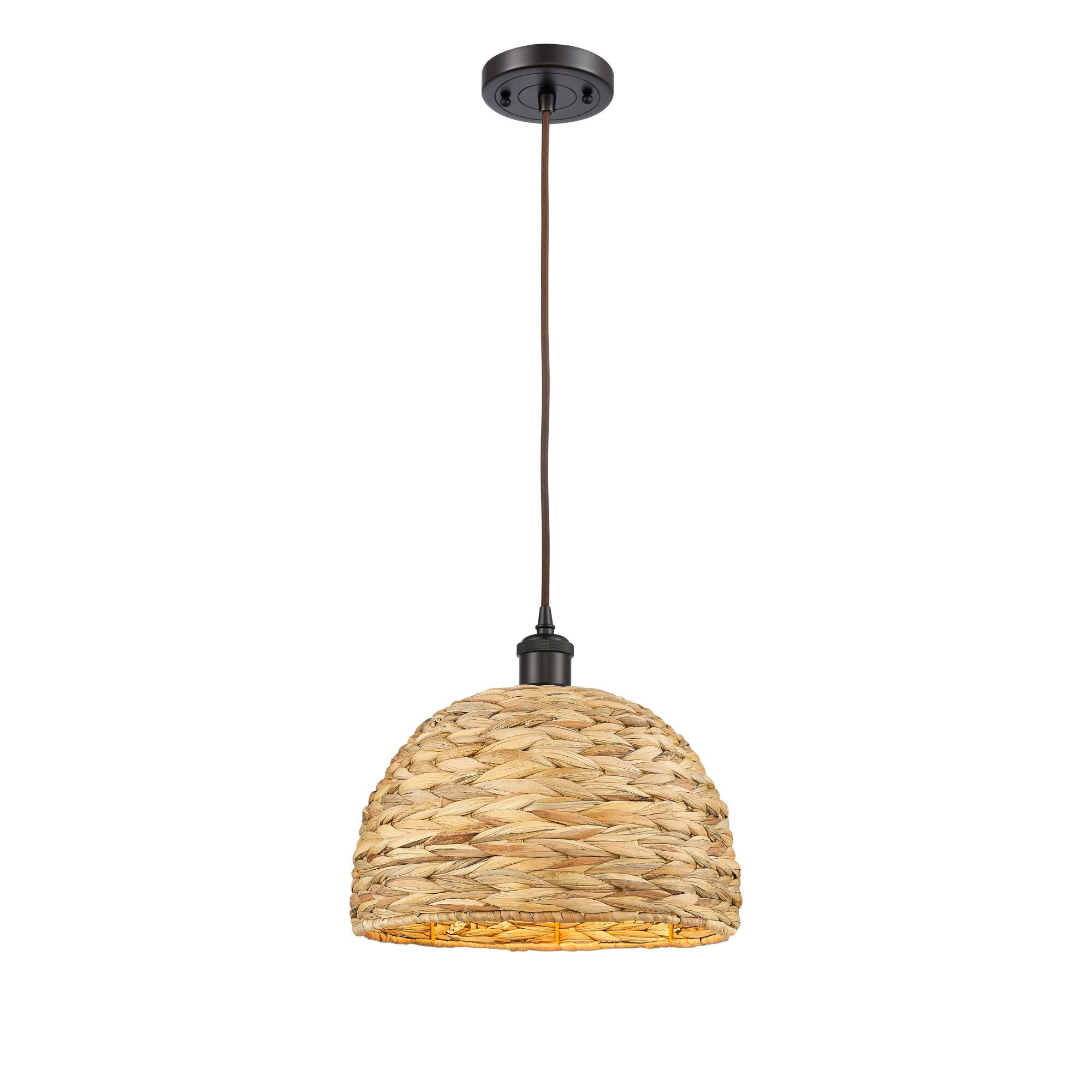 Bruno Marashlian Woven Rattan 12 Inch Mini Pendant by Innovations Lighting