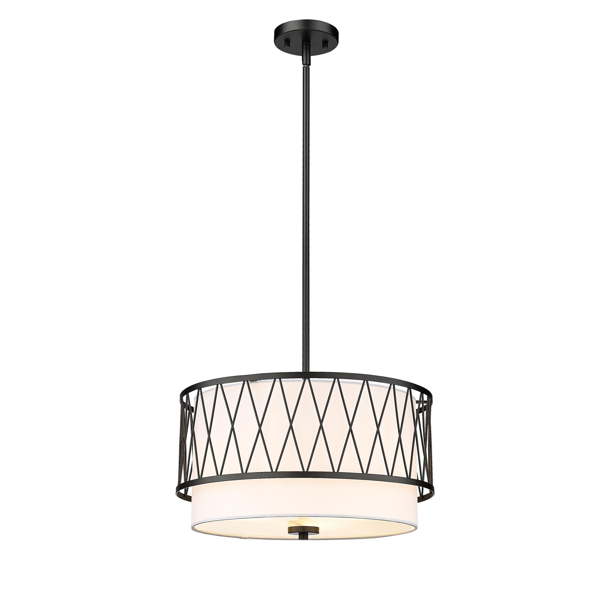 Shown in Matte Black finish and White glass and White shade