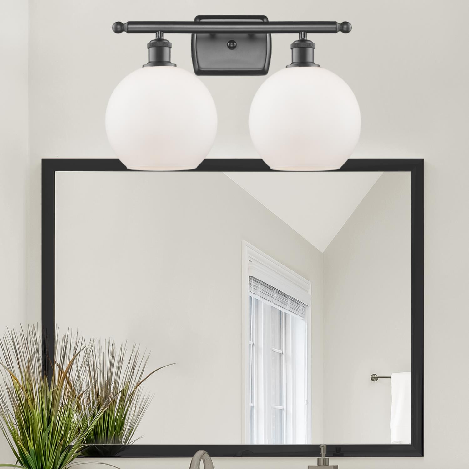 Shown in Oil Rubbed Bronze finish and Cased Matte White glass