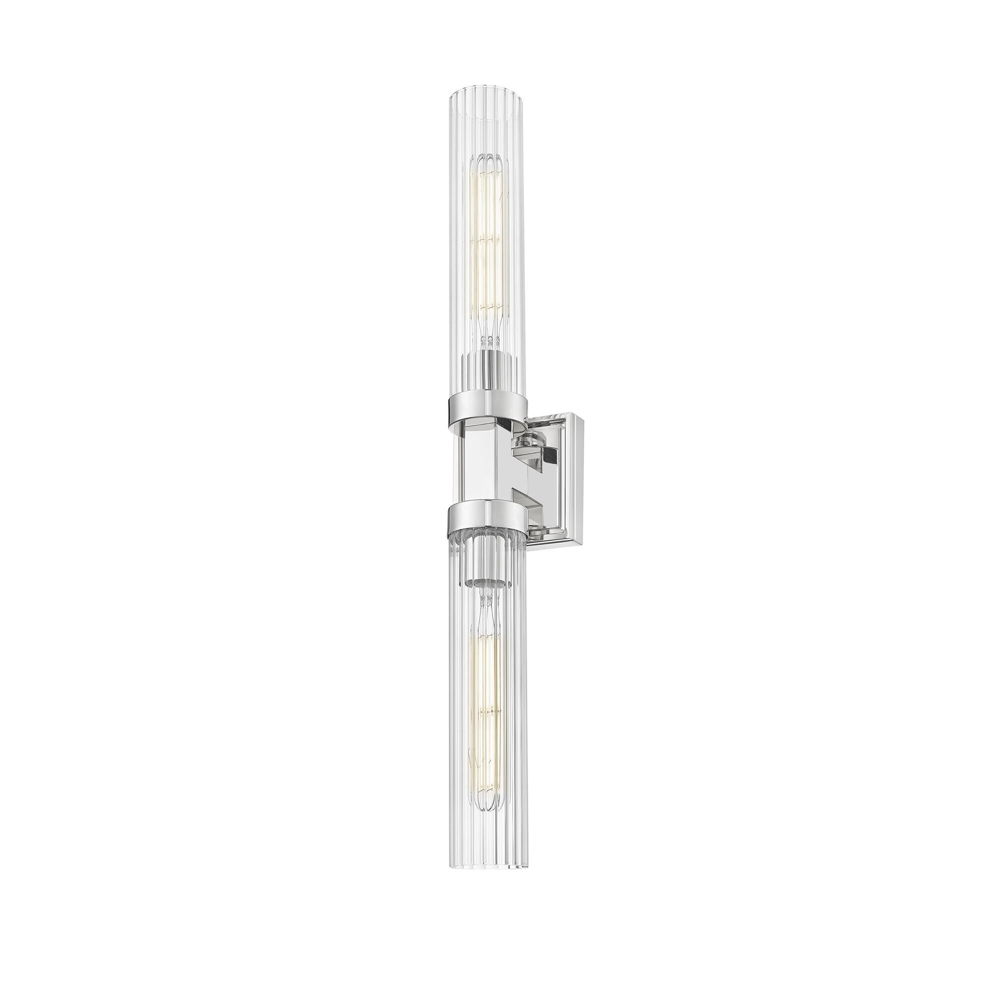 Shown in Polished Nickel finish and Clear Ribbed glass and Clear Ribbed shade