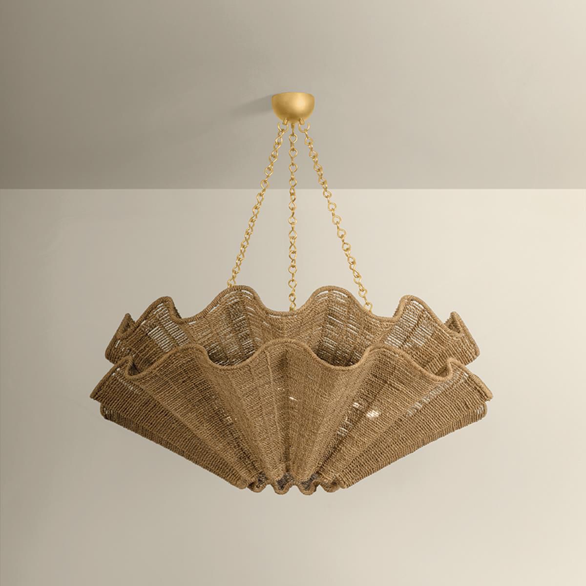 Shown in Vintage Gold Leaf finish and Abaca Natural Woven shade