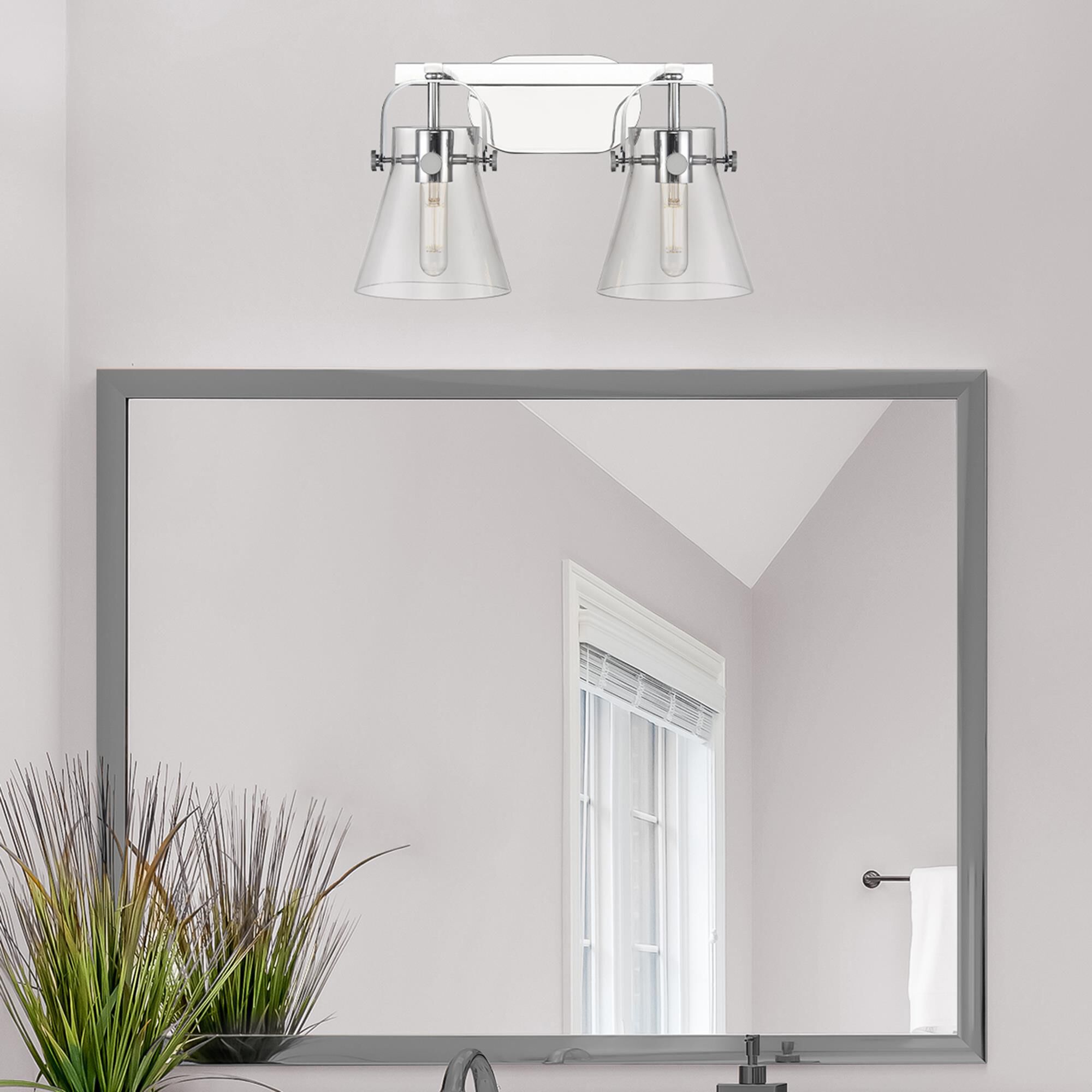 Shown in Polished Chrome finish and Clear glass