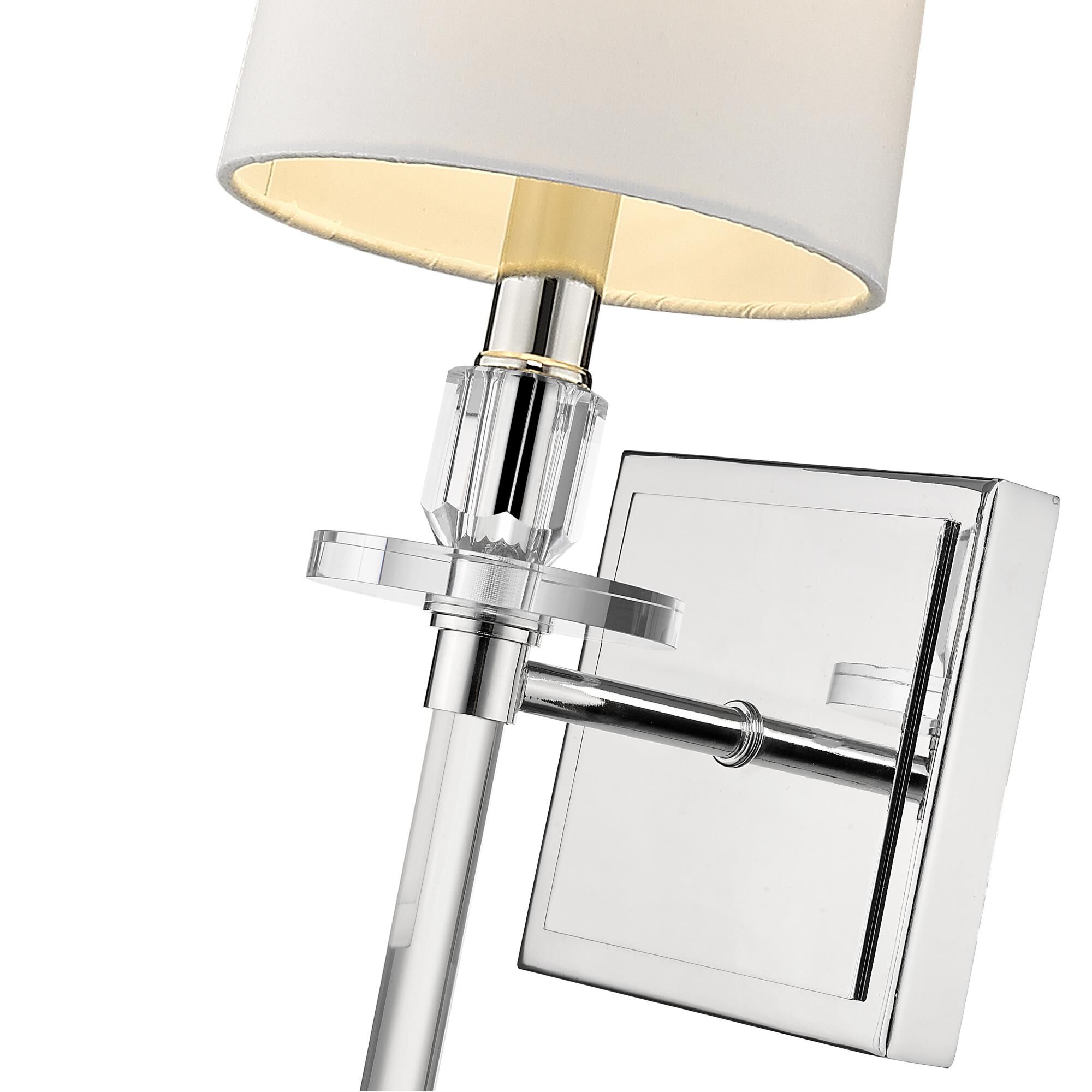 Shown in Polished Nickel finish and Fabric glass and Fabric shade