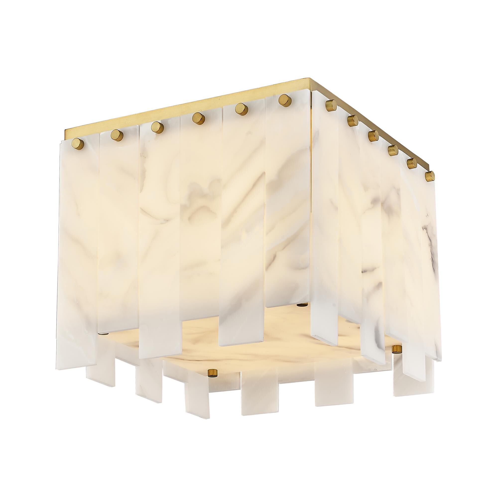 Shown in Rubbed Brass finish and Alabaster Resin shade