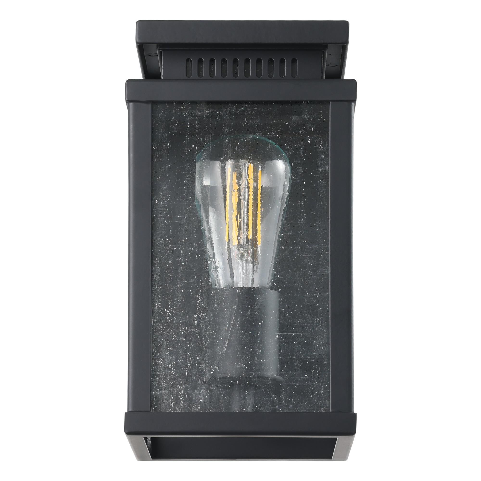 Shown in Matte Black finish and Clear Antique glass