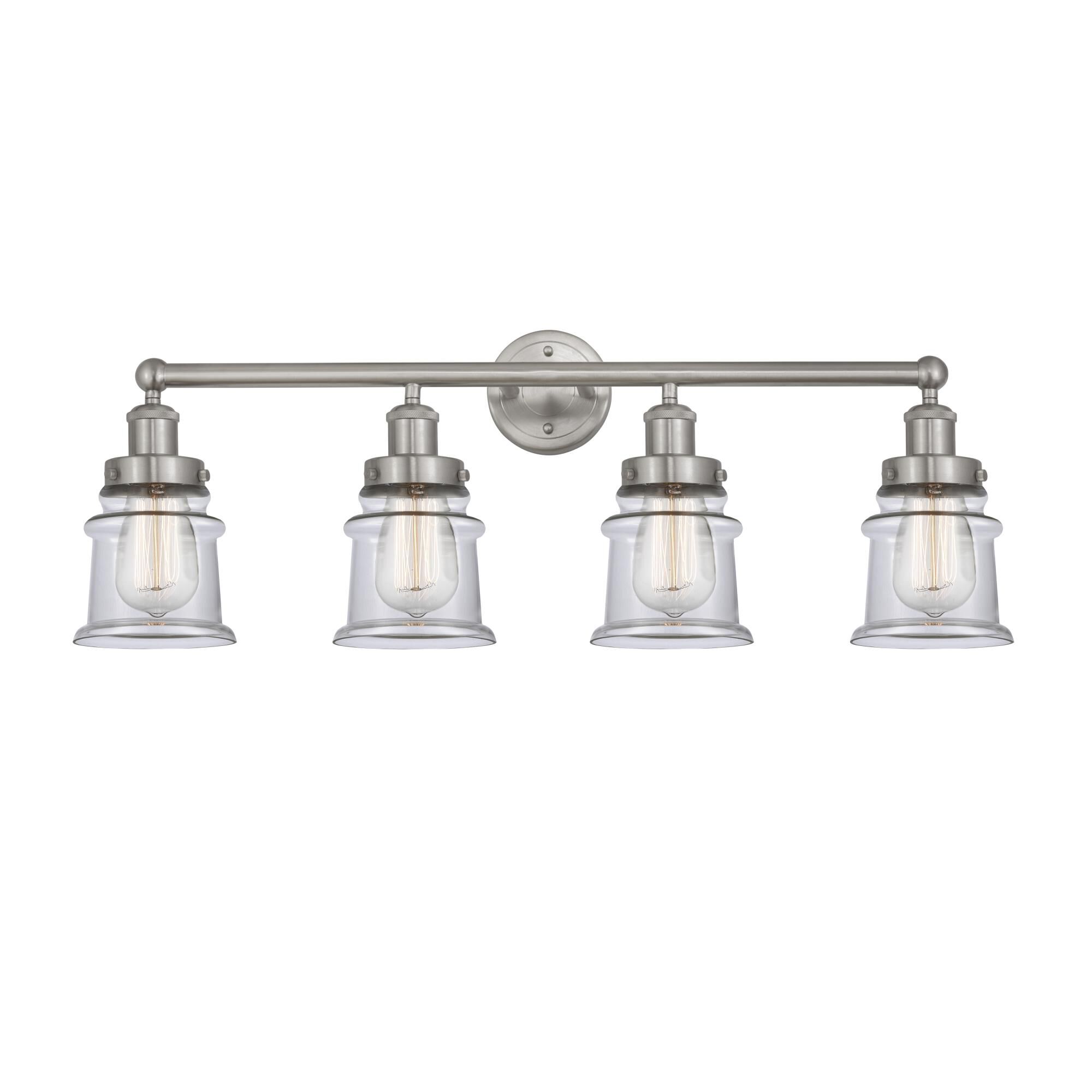 Shown in Brushed Satin Nickel, Clear finish and Clear glass and Clear Glass shade