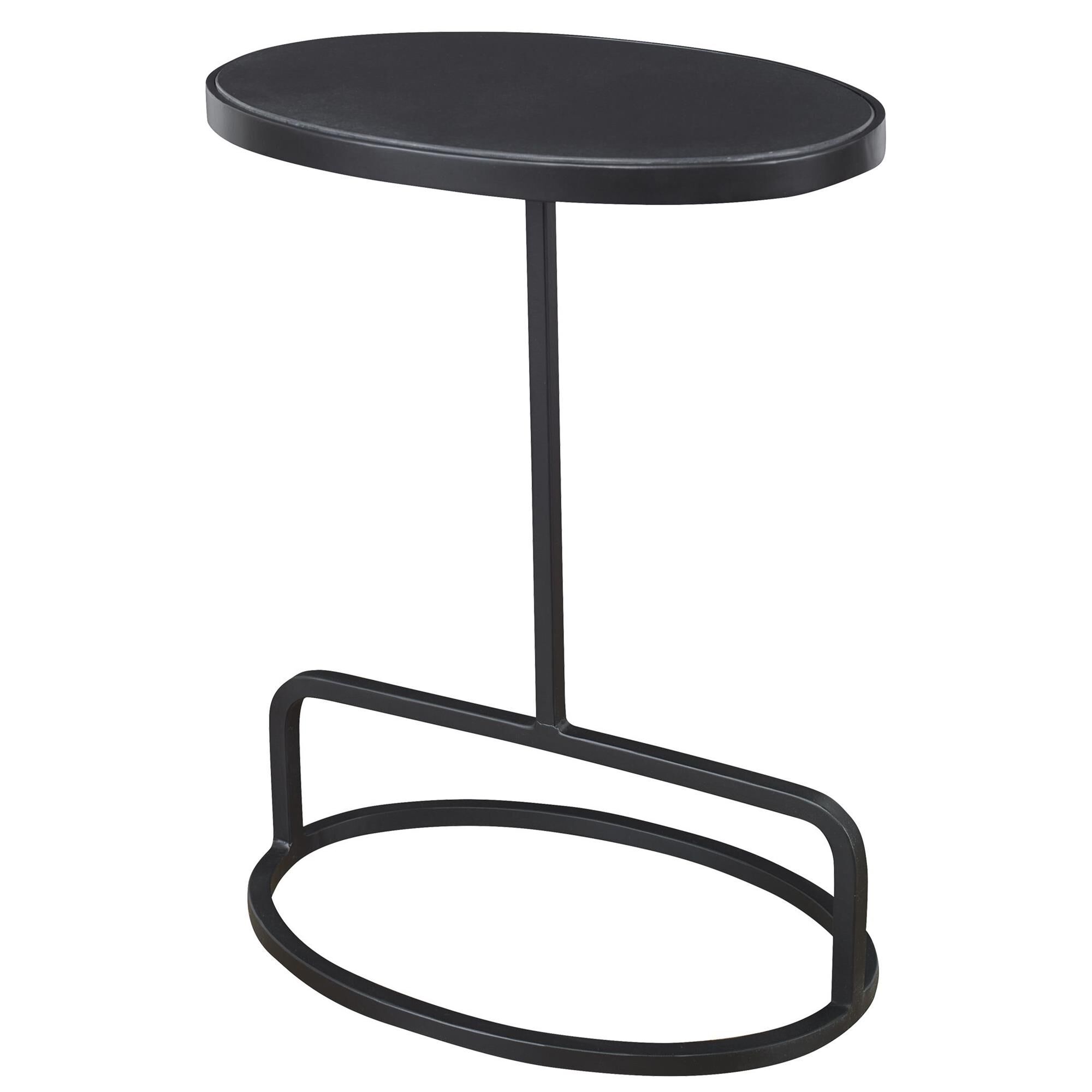 Shown in Showcasing A Clean-Lined Design, This Accent Table Features An Inset Oval-Shaped Honed Black Marble  finish