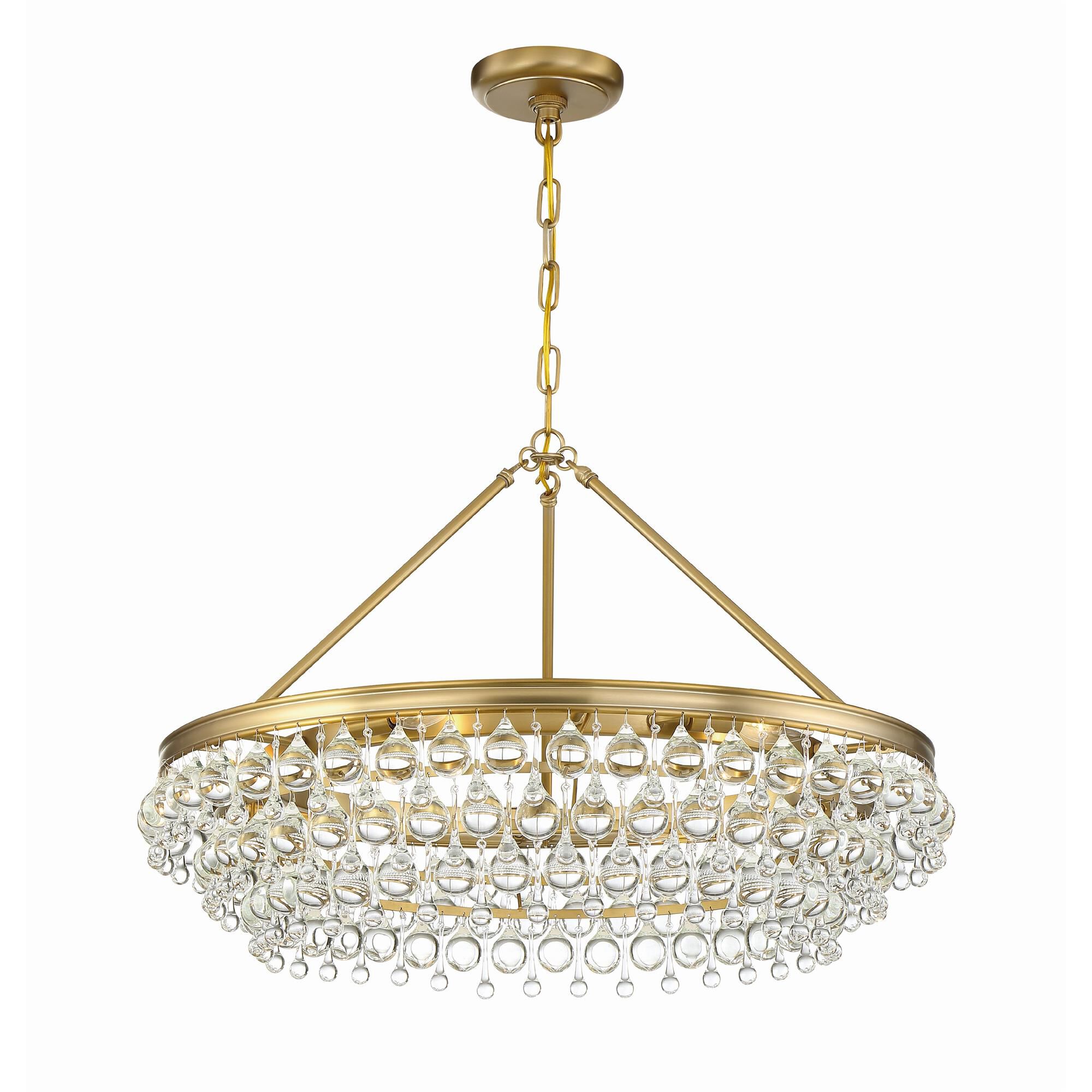 Shown in Vibrant Gold finish and Clear Glass Drops crystal