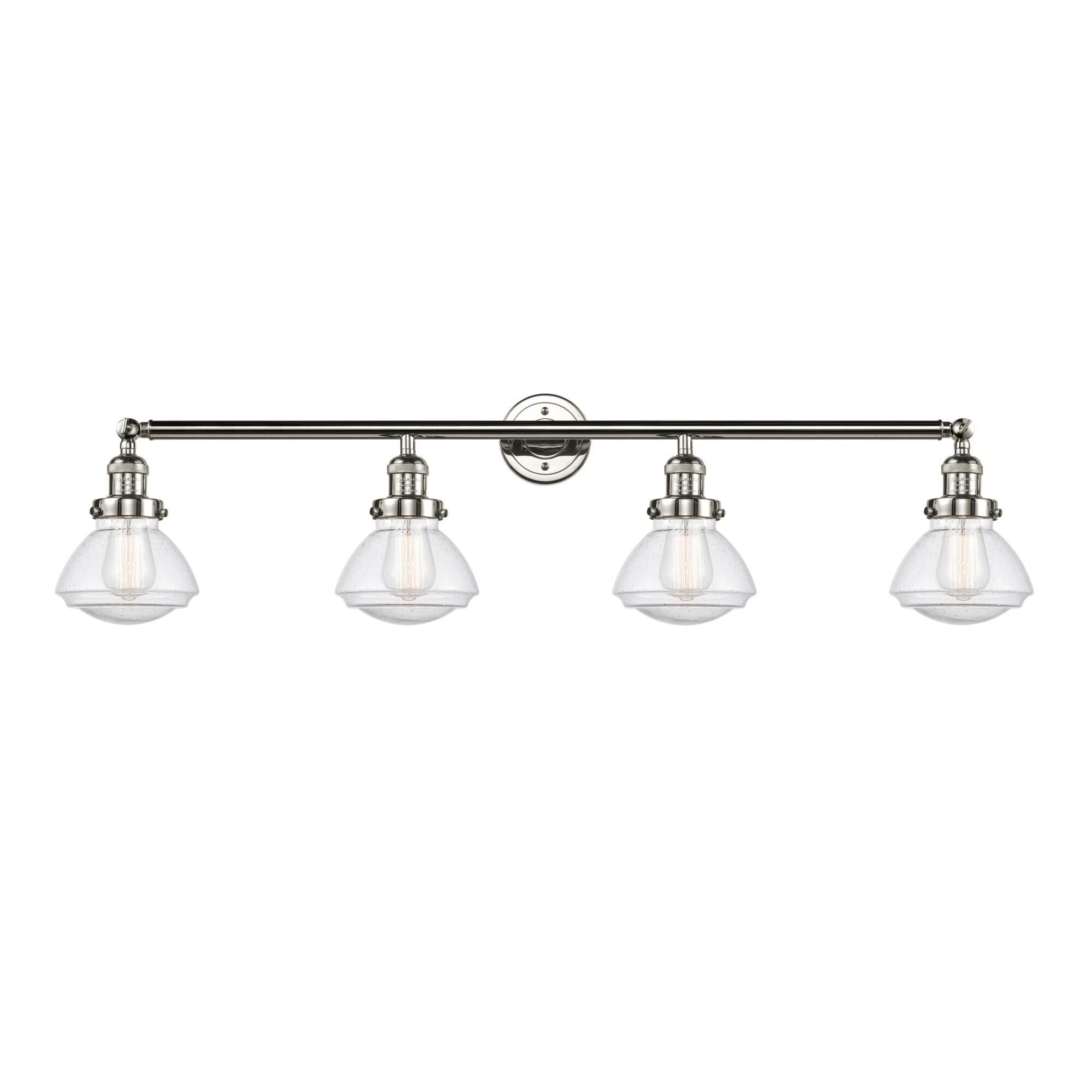 Shown in Polished Nickel finish and Seedy Olean glass