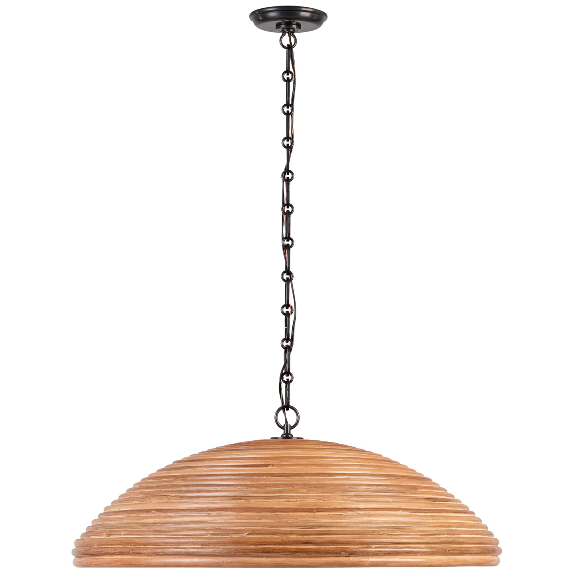 Shown in Bronze finish and Natural Rattan shade