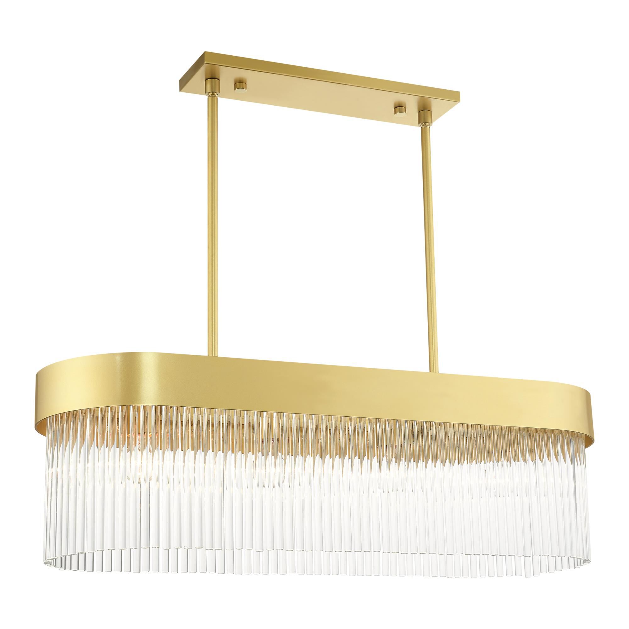 Shown in Solid Gold finish and Soft Gold Drum Shade With Clear Crystal Rods glass and Soft Gold Drum  With Clear Crystal Rods shade