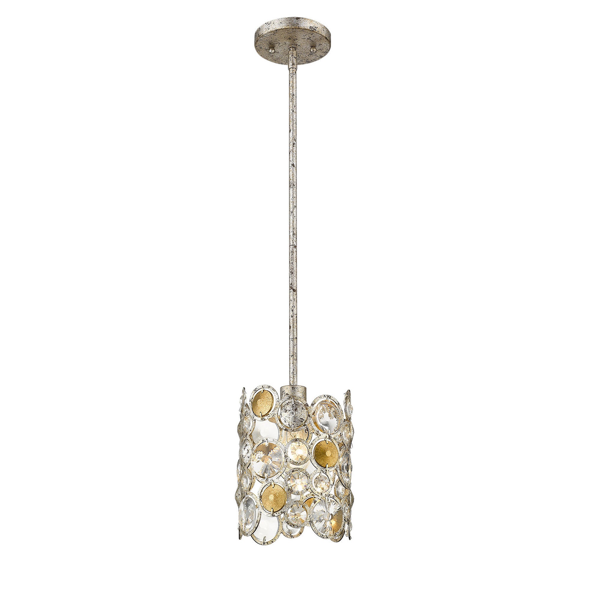 Shown in Antique Silver Leaf finish and -- glass and -- shade