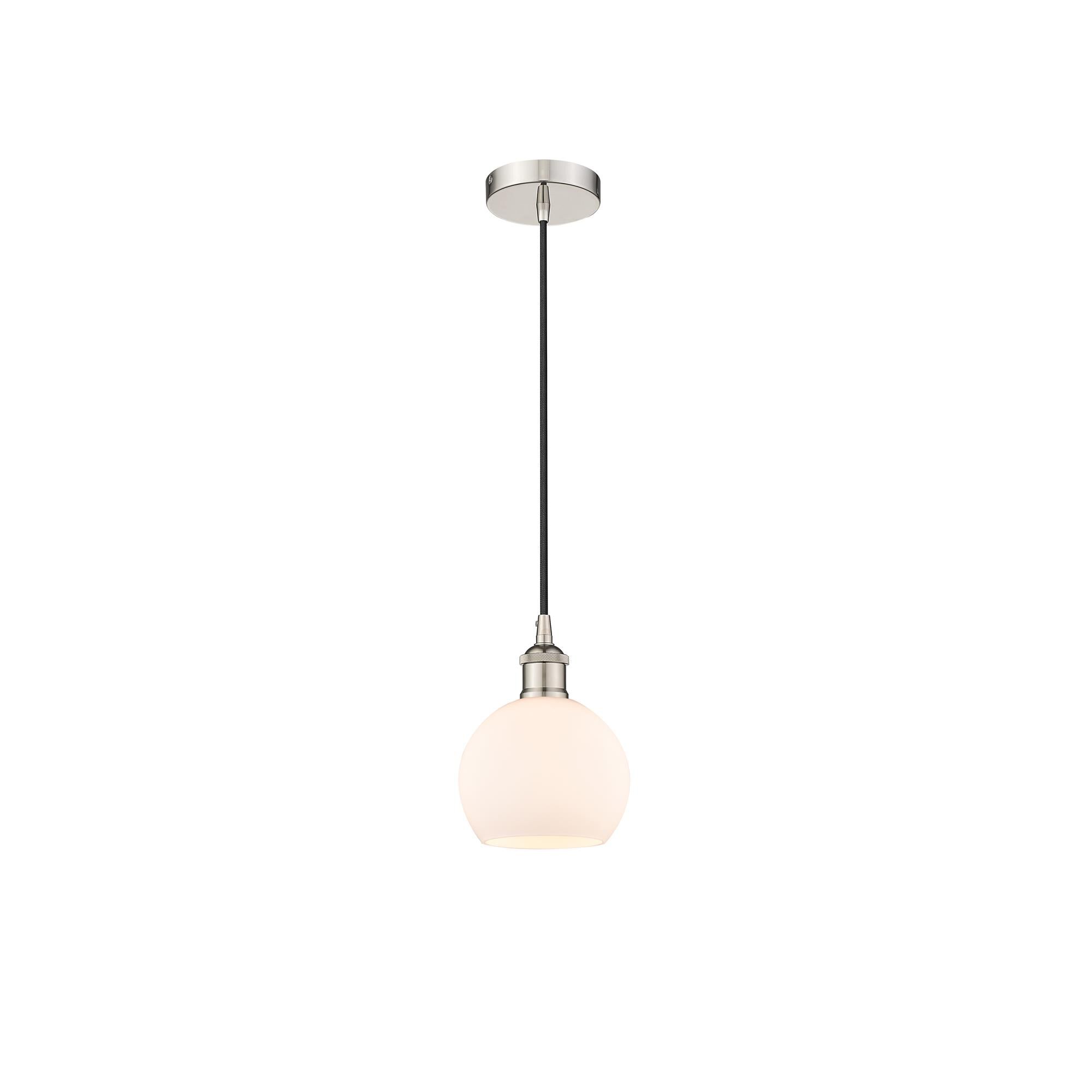 Shown in Polished Nickel finish and Cased Matte White glass