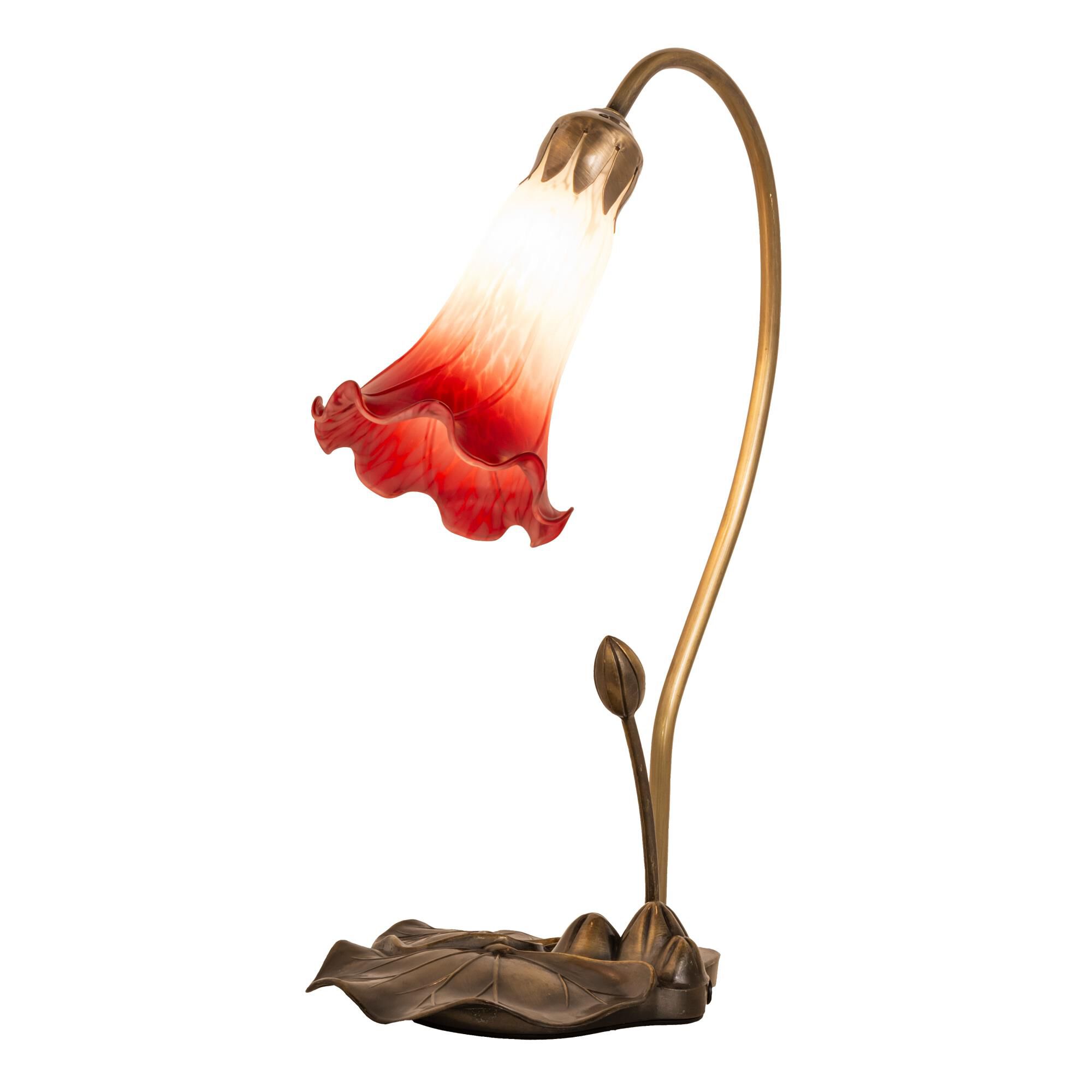 Red/White Pond Lily 16 Inch Table Lamp by Meyda Lighting