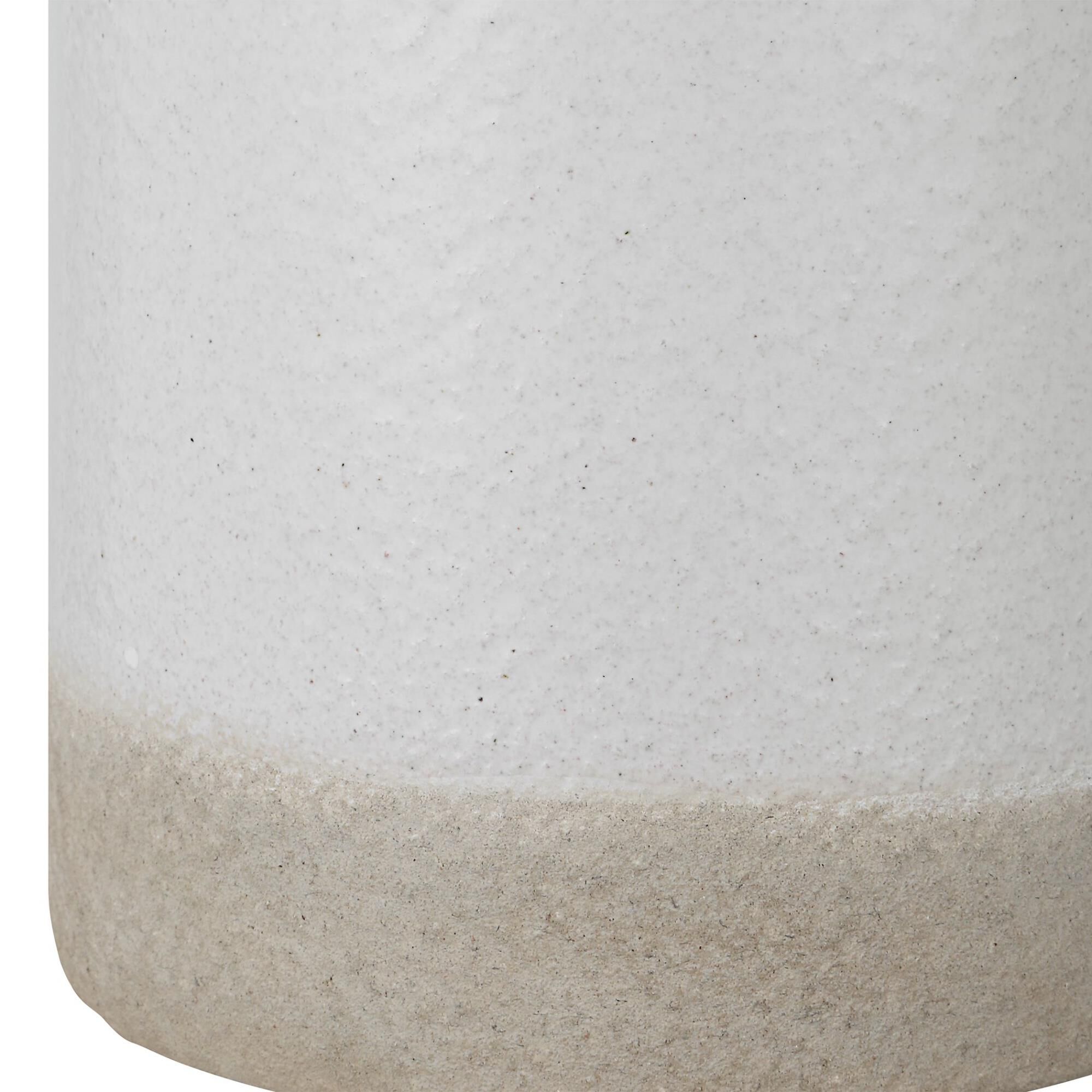 Shown in Inspired By Farmhouse Style Pottery, This Table Lamp Is Handcrafted From Ceramic Finished In A Textu finish and Round Hardback Drum shade