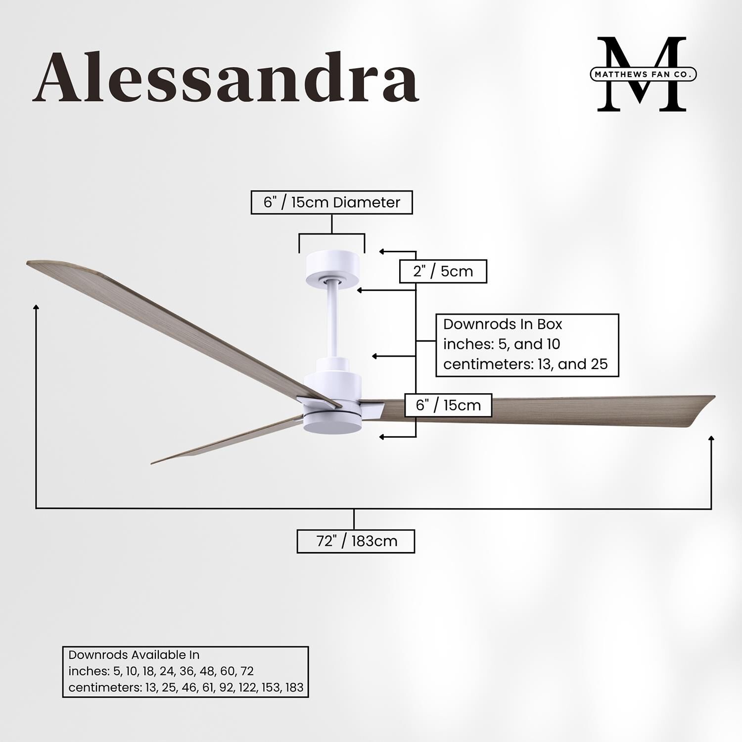 Alessandra 72 Inch Ceiling Fan by Matthews Fan Company