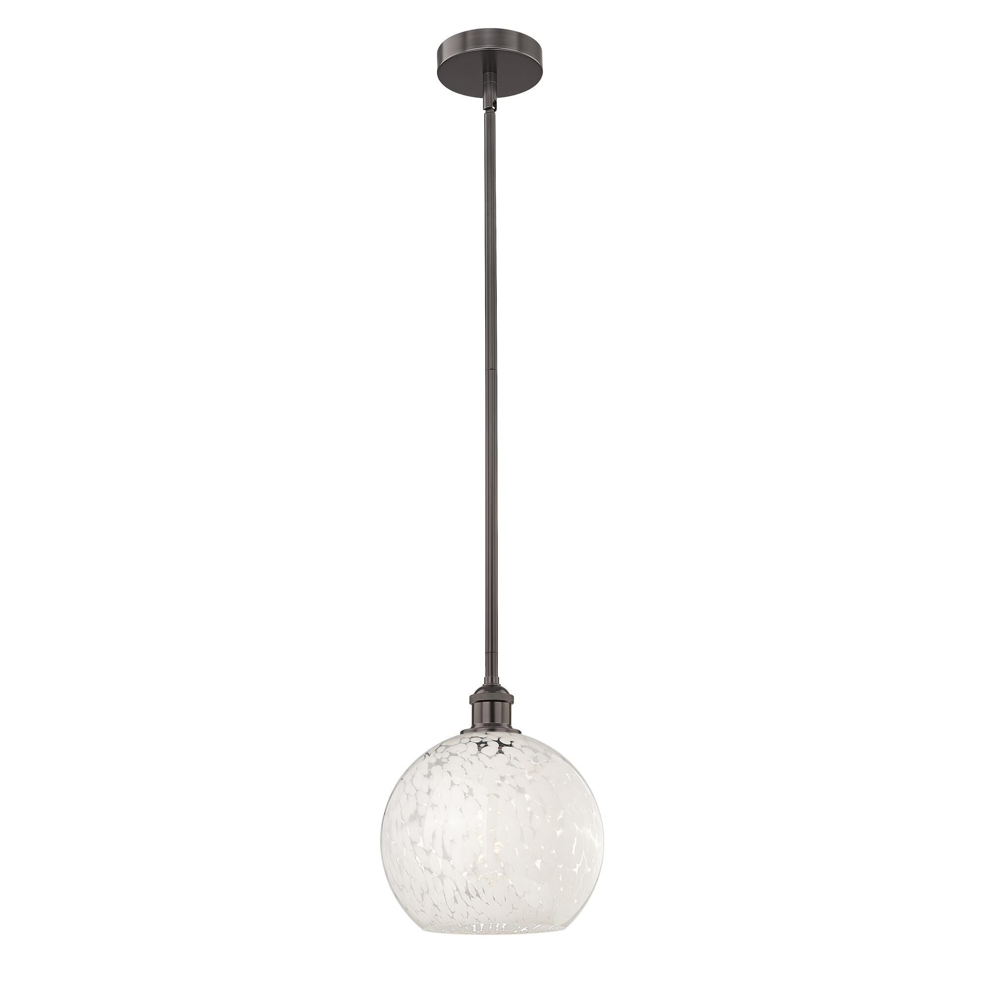 Shown in Oil Rubbed Bronze finish and White Mouchette glass