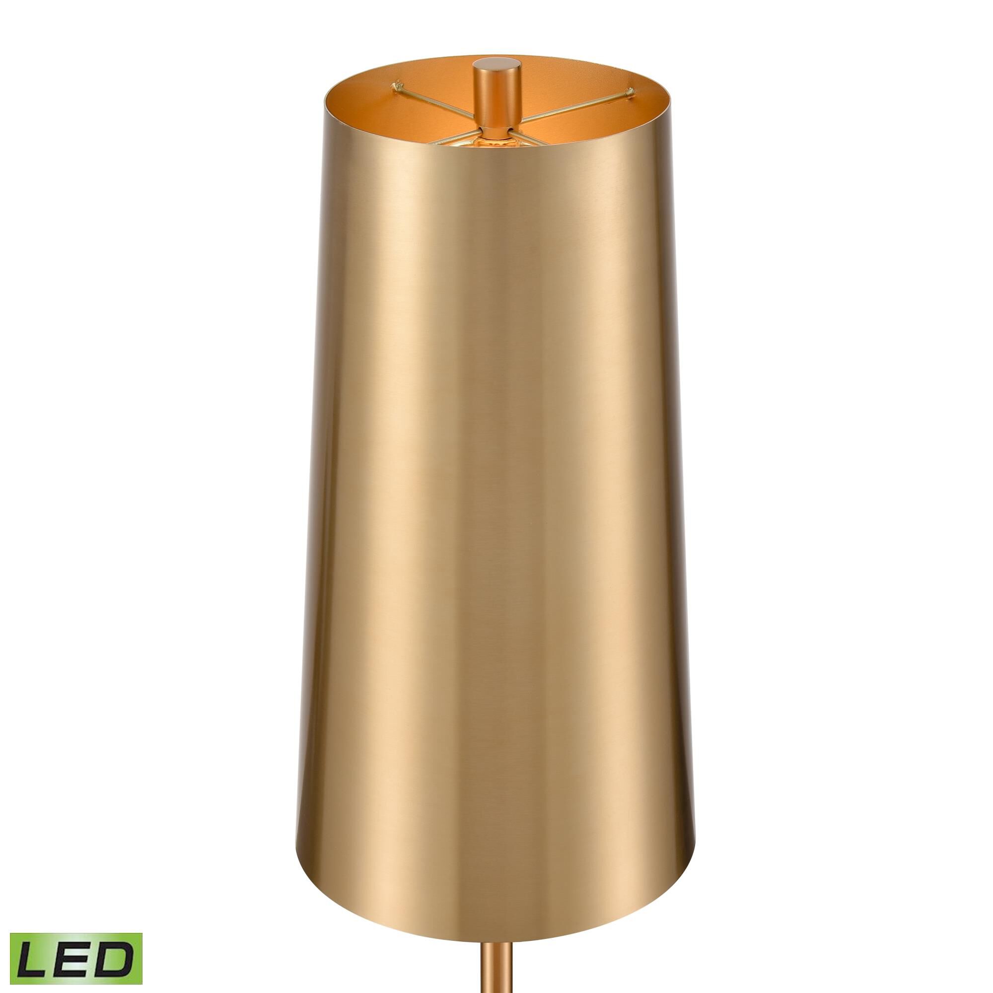Shown in Aged Brass finish and Metal shade