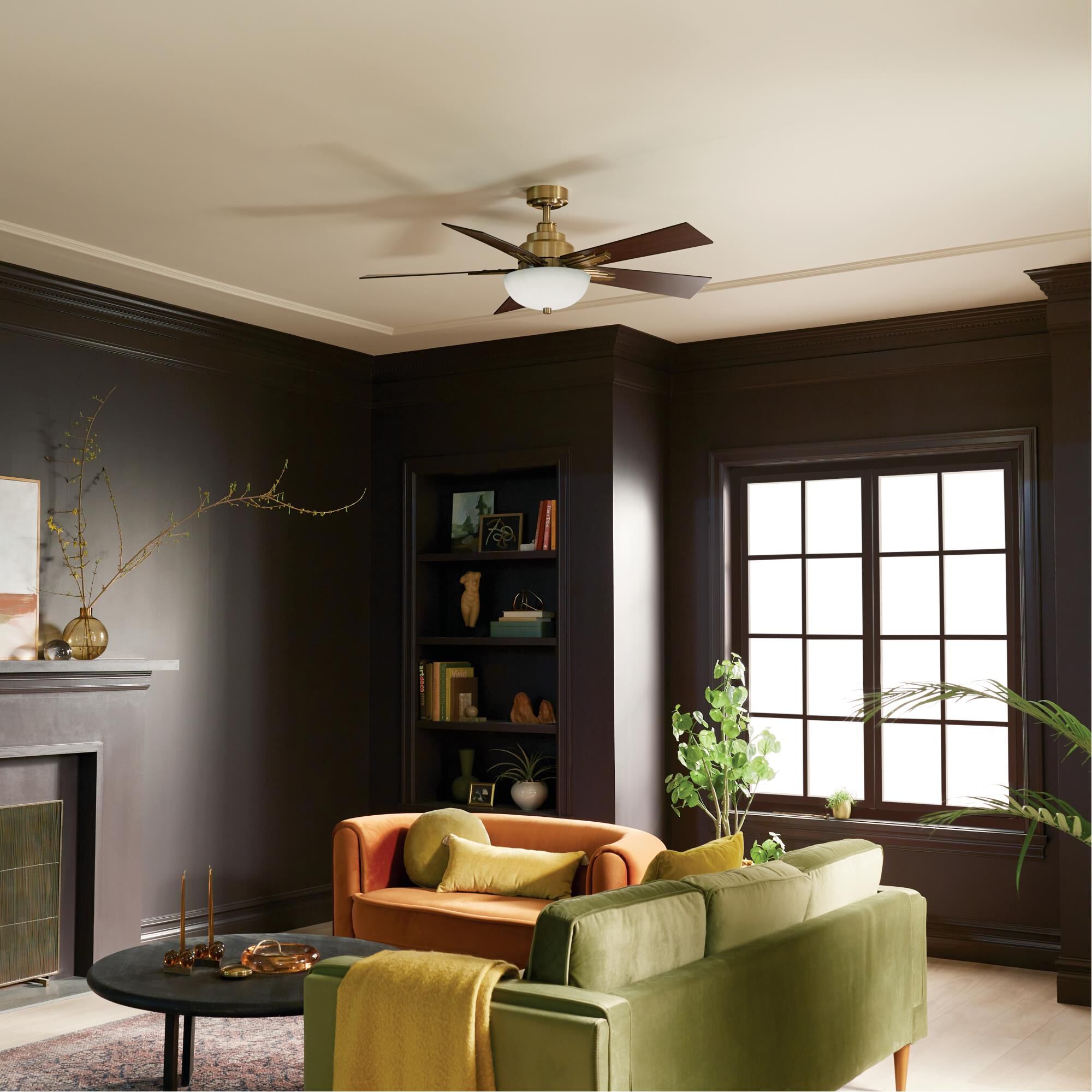 Shown in Brushed Natural Brass finish and Frosted glass