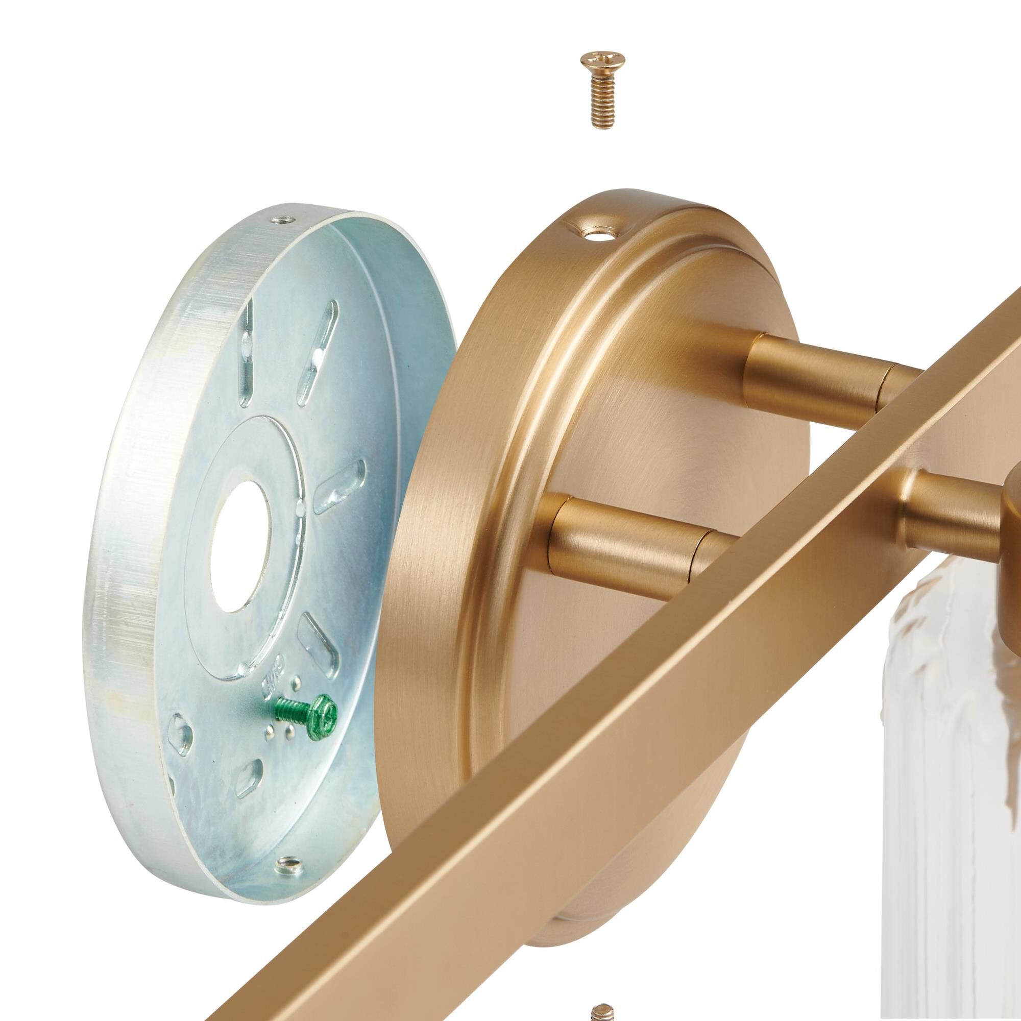 Shown in Champagne Gold finish and Clear Ribbed glass