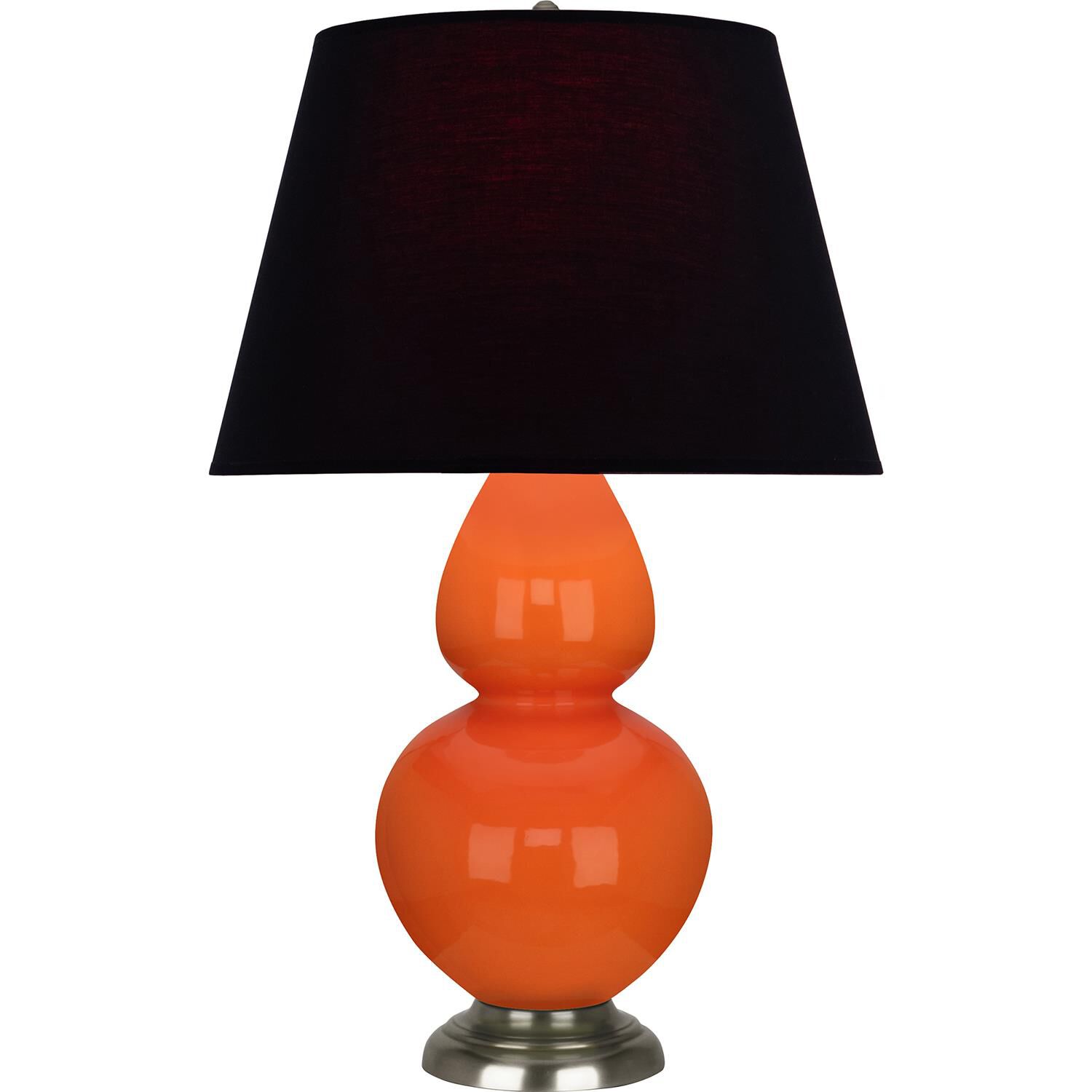 Shown in Pumpkin finish and Ink Black with Rose Red Lining shade and Antique Silver accent