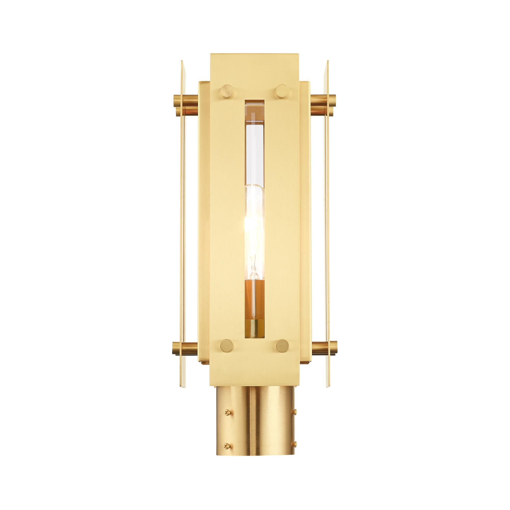 Shown in Satin Brass finish and Clear glass and Clear Glass shade