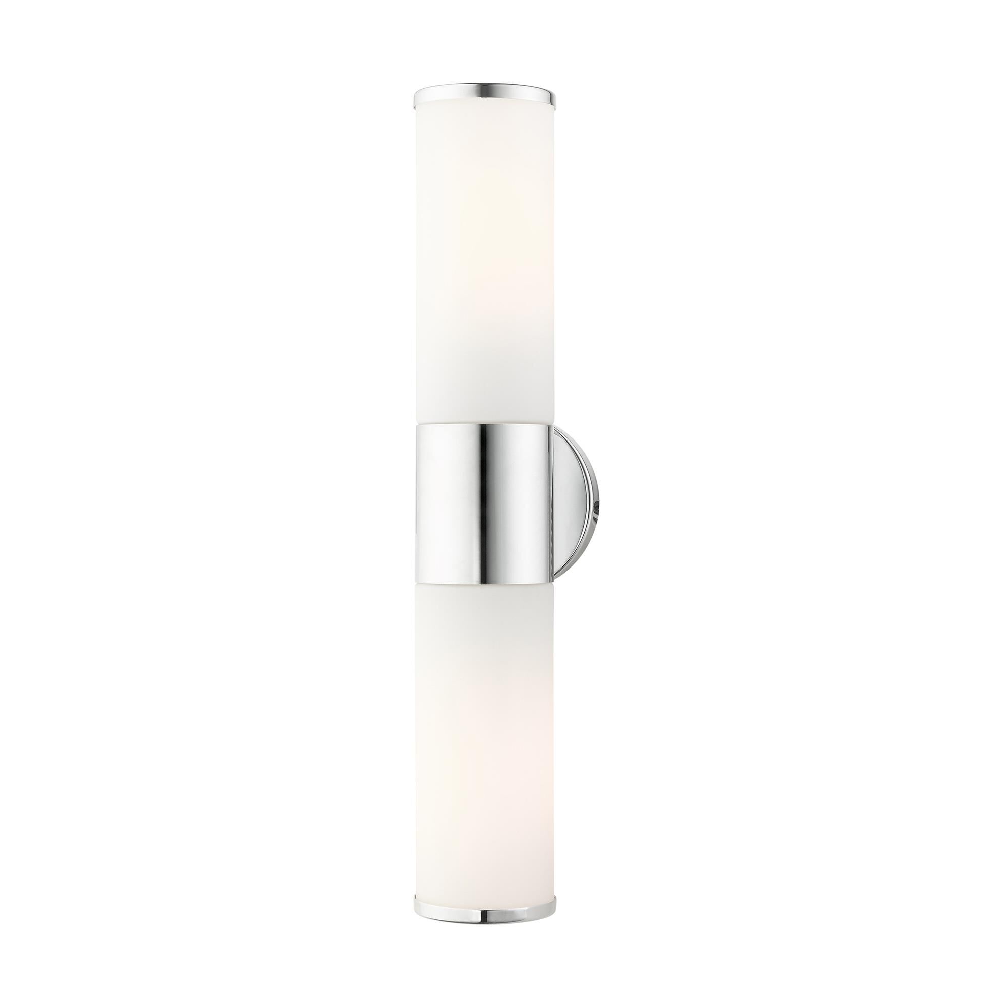 Shown in Polished Chrome finish and Satin Opal White glass
