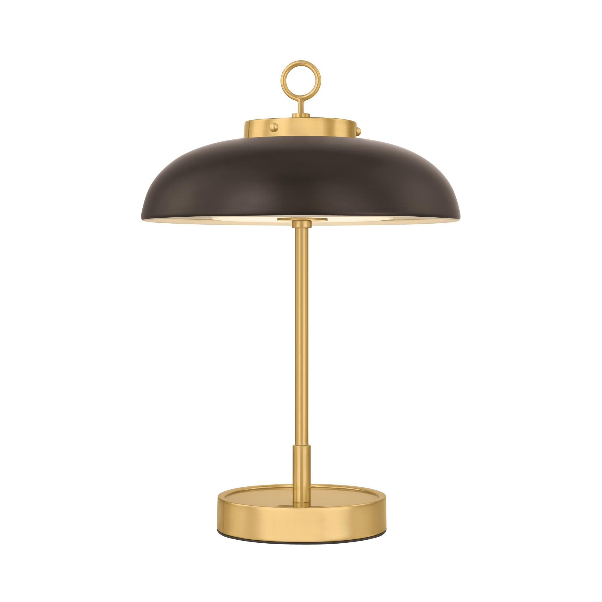 Shown in Aged Brass and Distressed Bronze finish and White shade