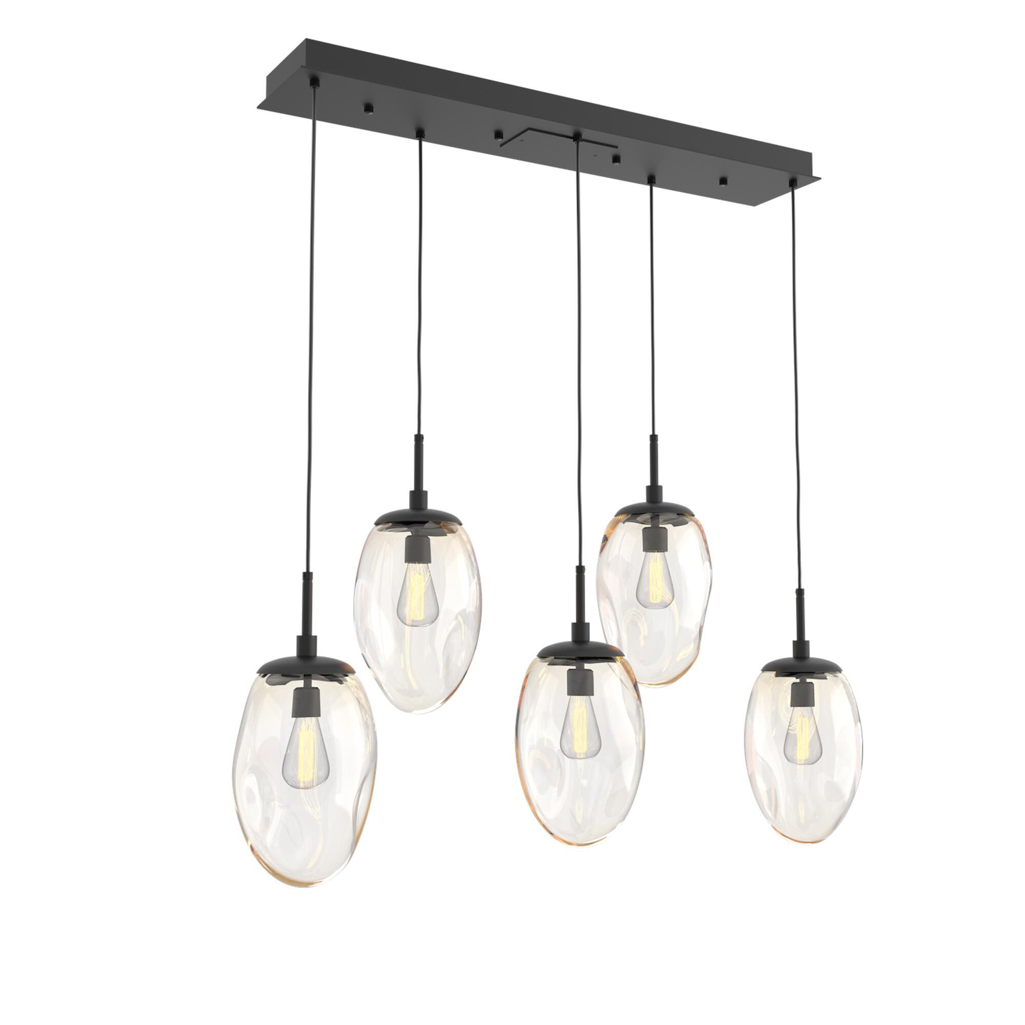 Shown in Matte Black finish and Blown Amber glass