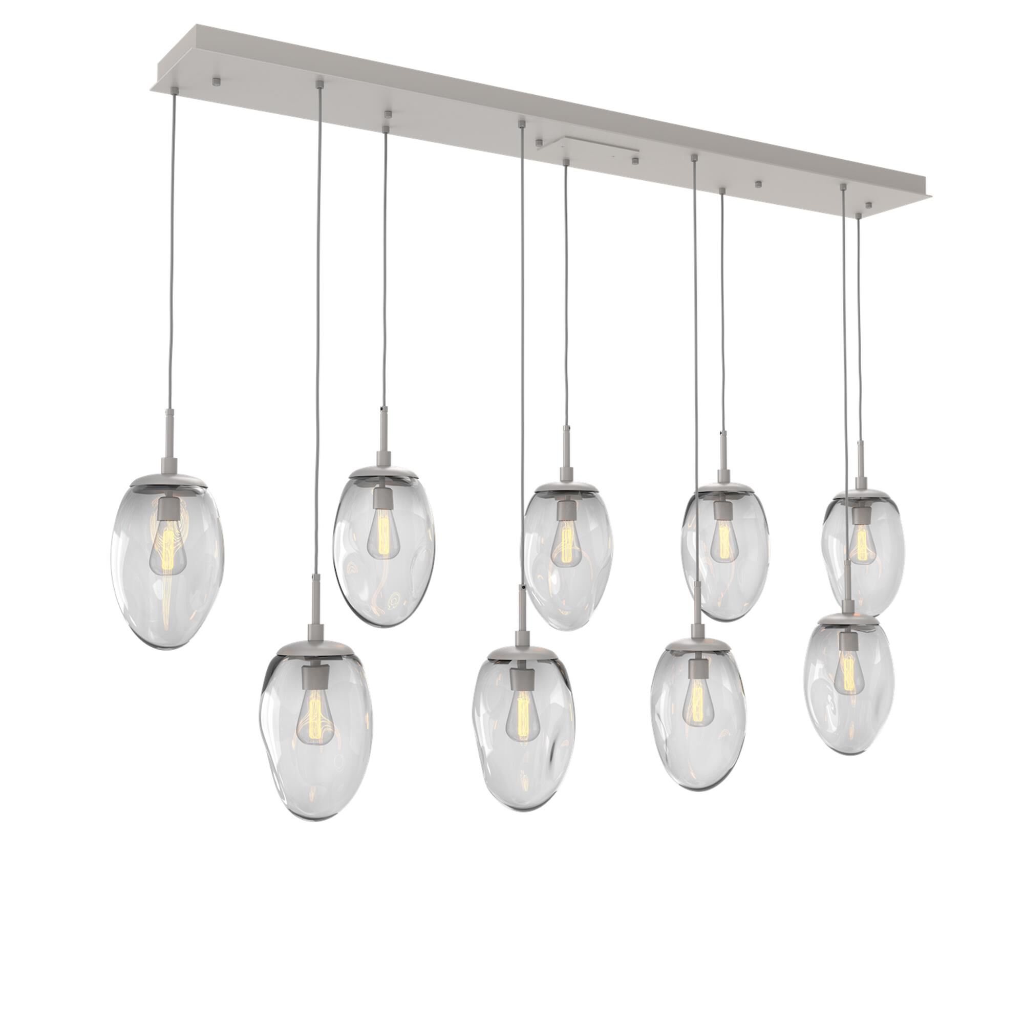 Shown in Metallic Beige Silver finish and Blown Clear glass