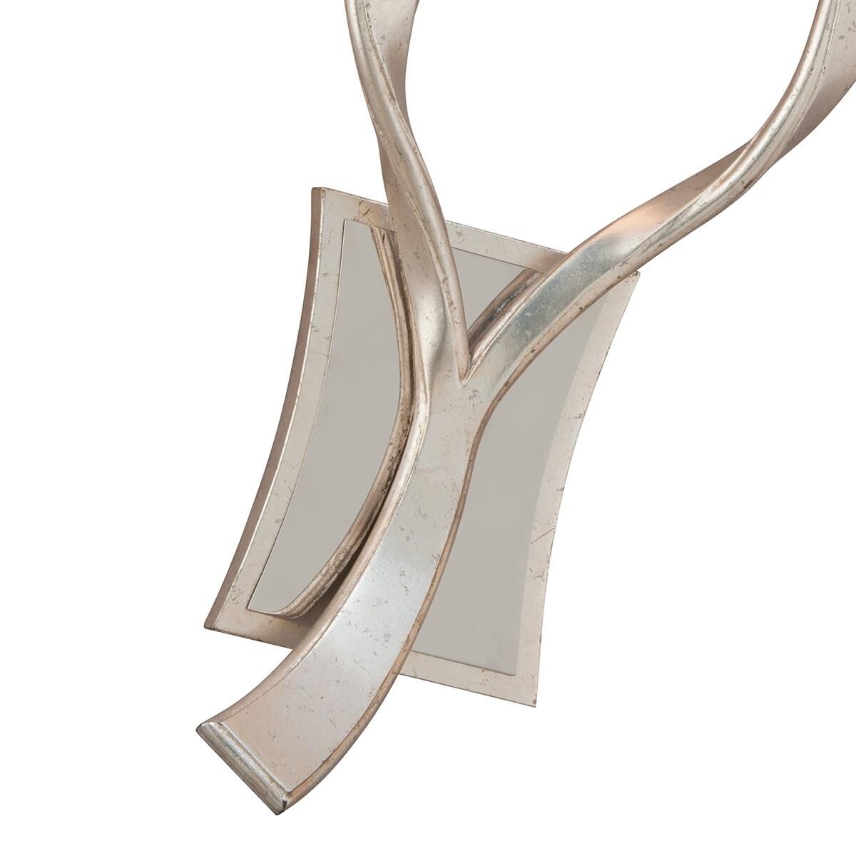 Shown in Modern Silver Leaf With Polished Stainless Accents finish and Cream glass and Hardback Linen shade