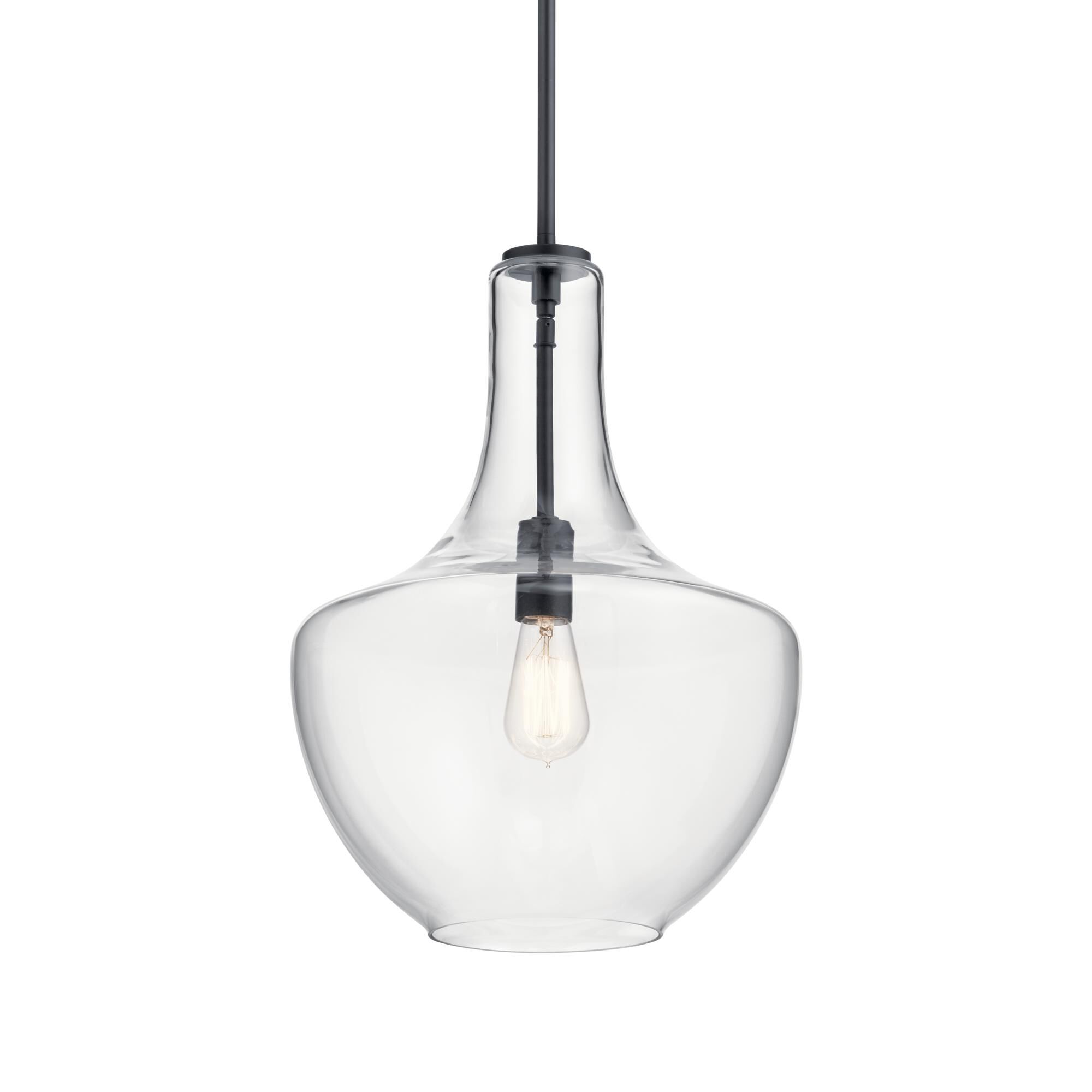 Shown in Black finish and Clear glass