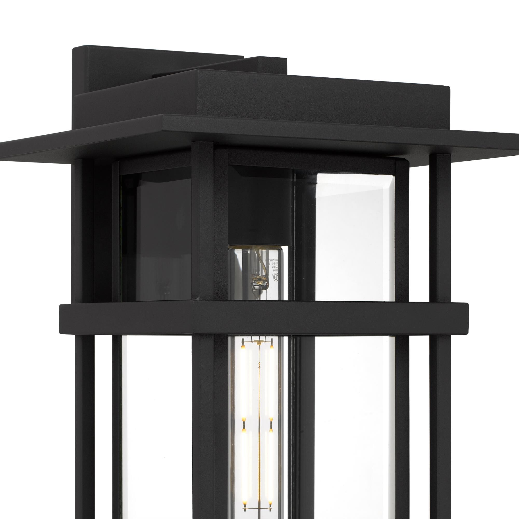 Shown in Earth Black finish and Clear Beveled Glass shade