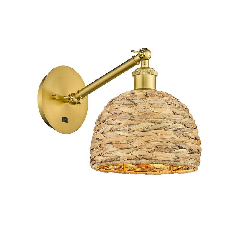 Bruno Marashlian Woven Rattan 8 Inch Wall Swing Lamp by Innovations Lighting