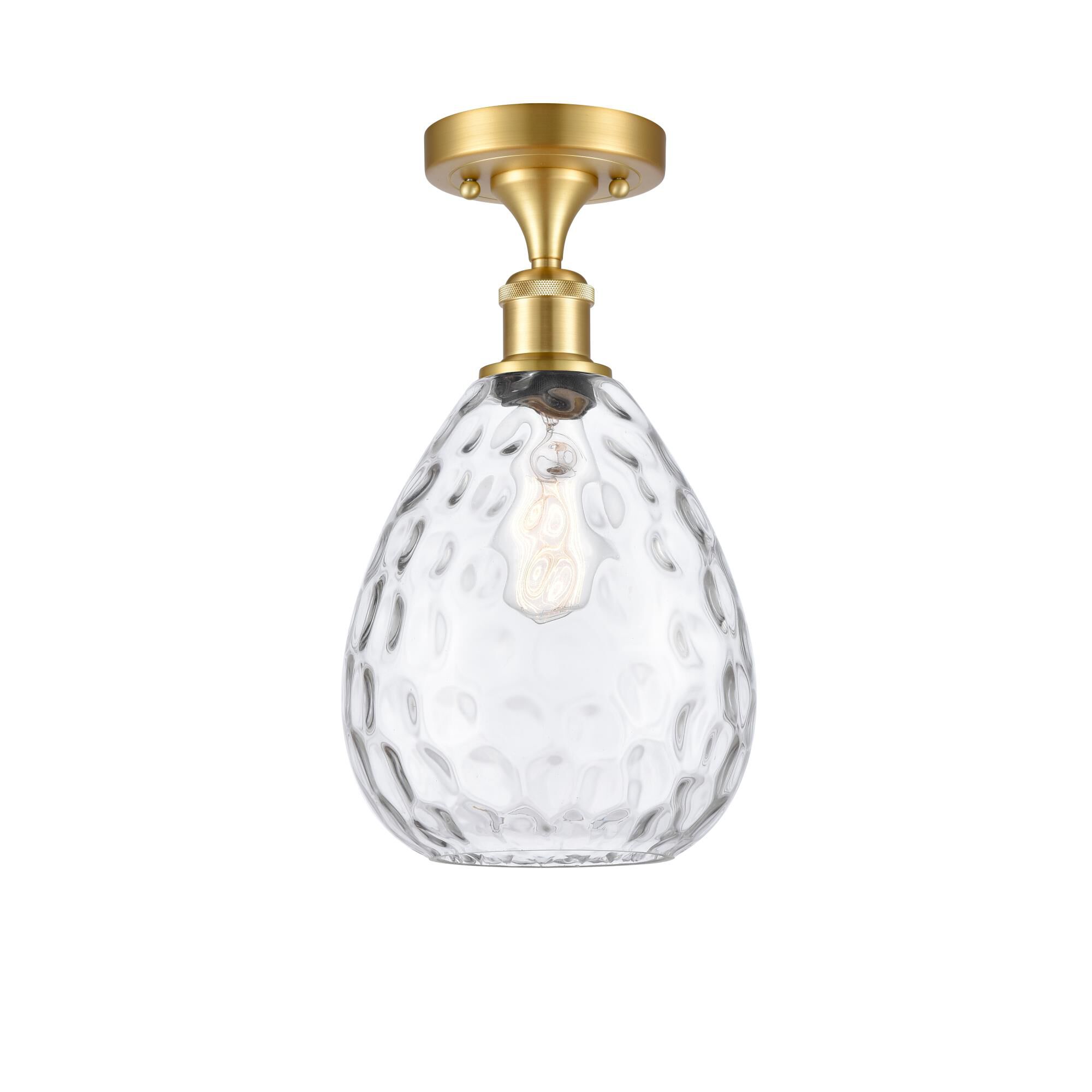 Shown in Satin Gold finish and Clear Large Waverly glass