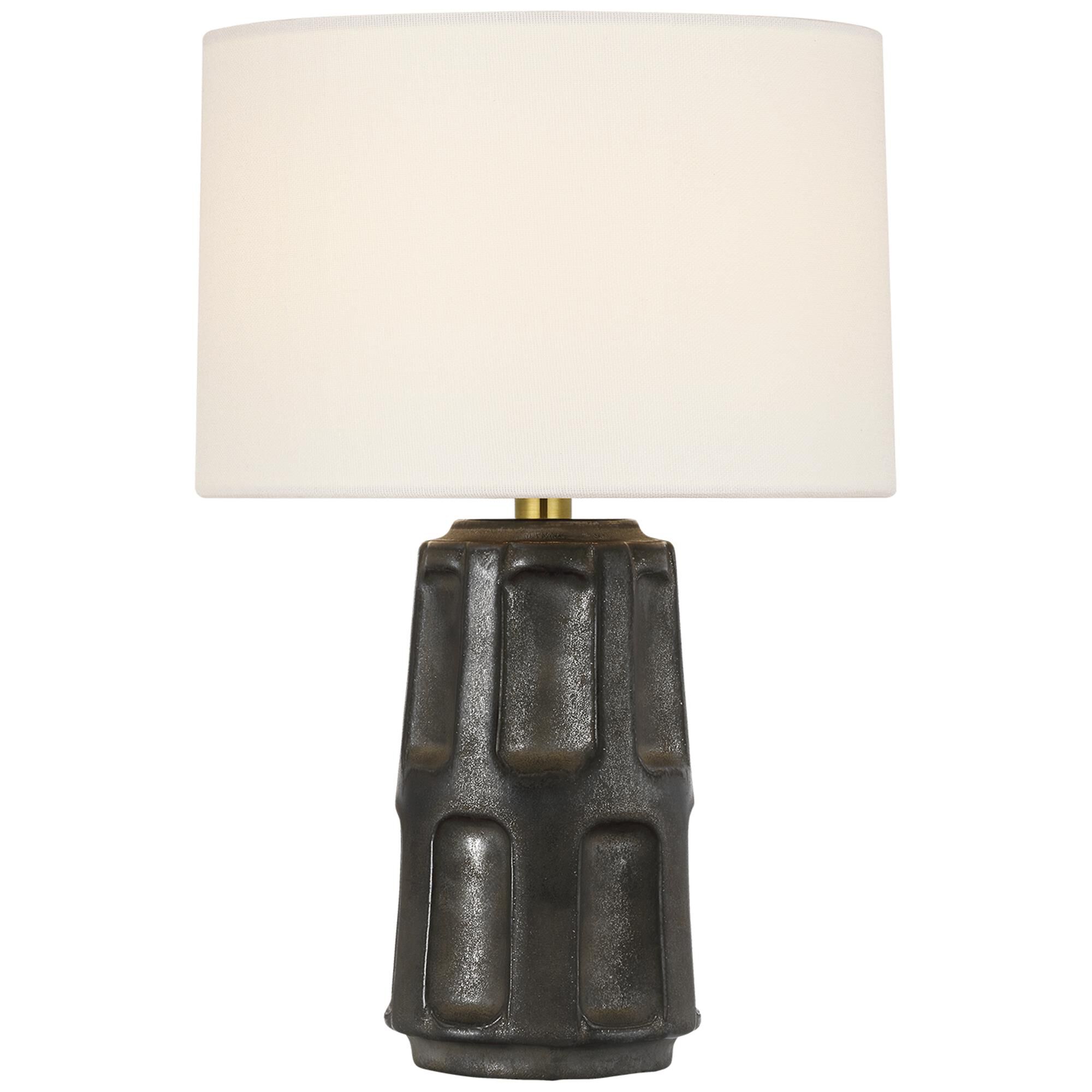 Shown in Stained Black Metallic finish and Linen shade