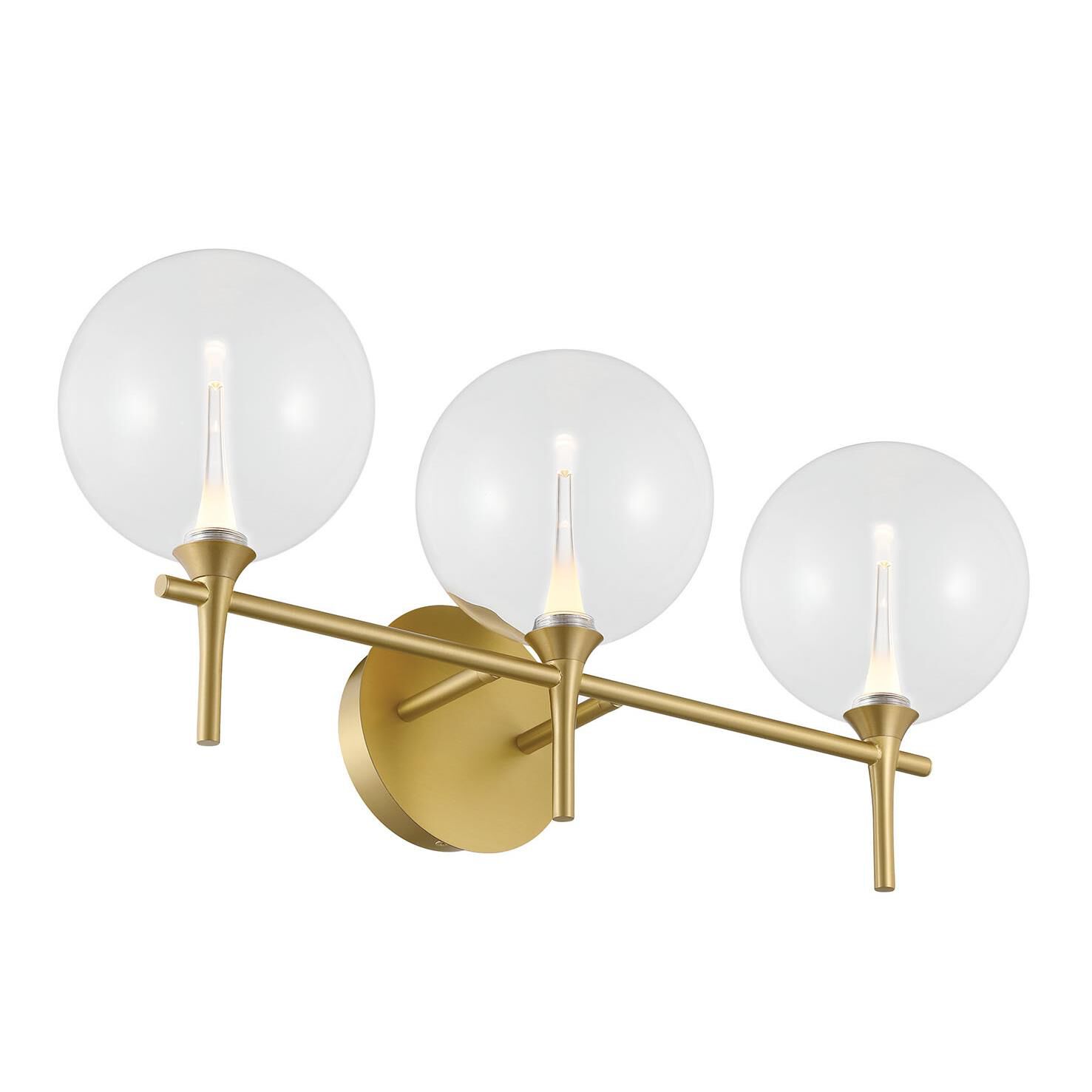 Shown in Gold finish and Clear glass