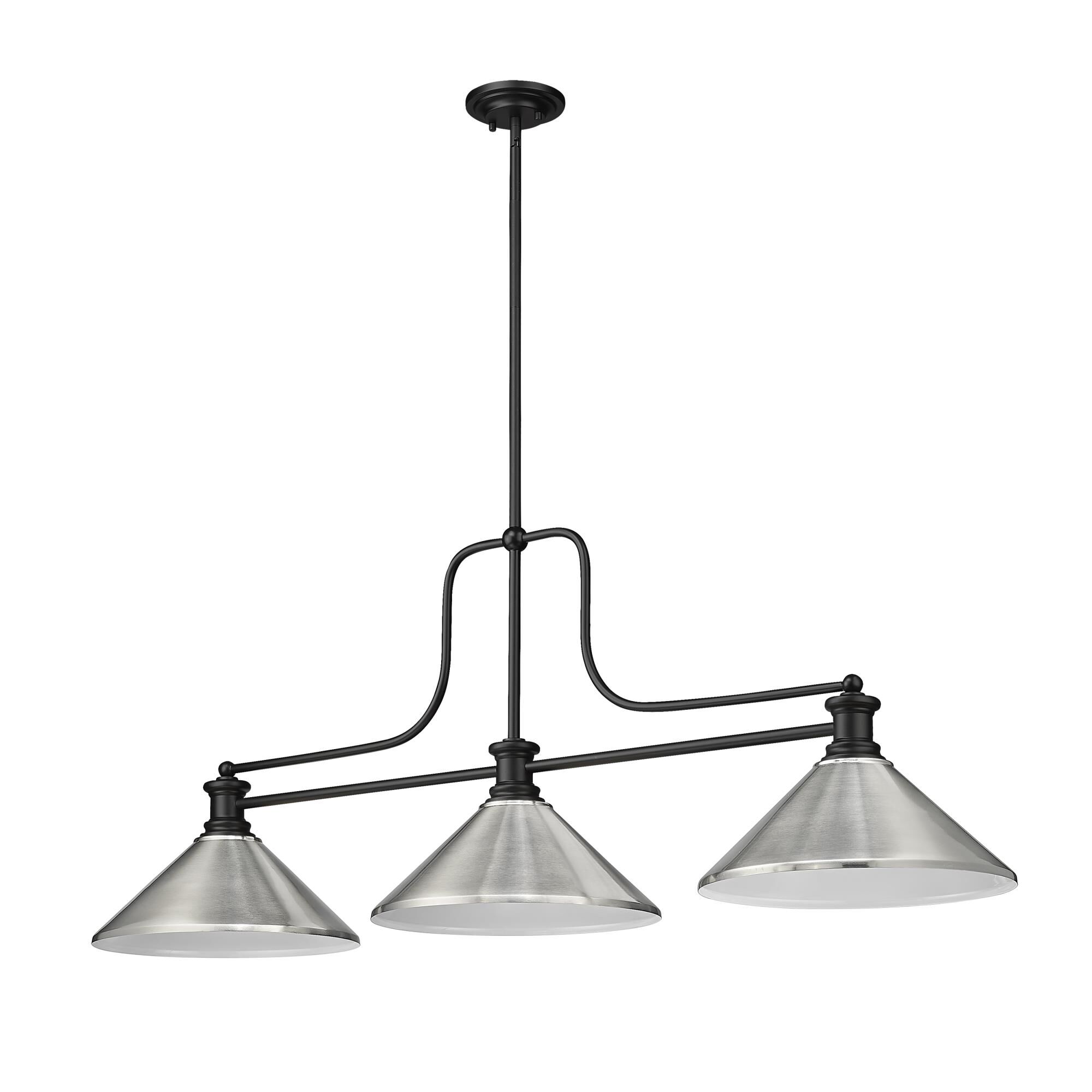 Shown in Matte Black finish and Brushed Nickel shade