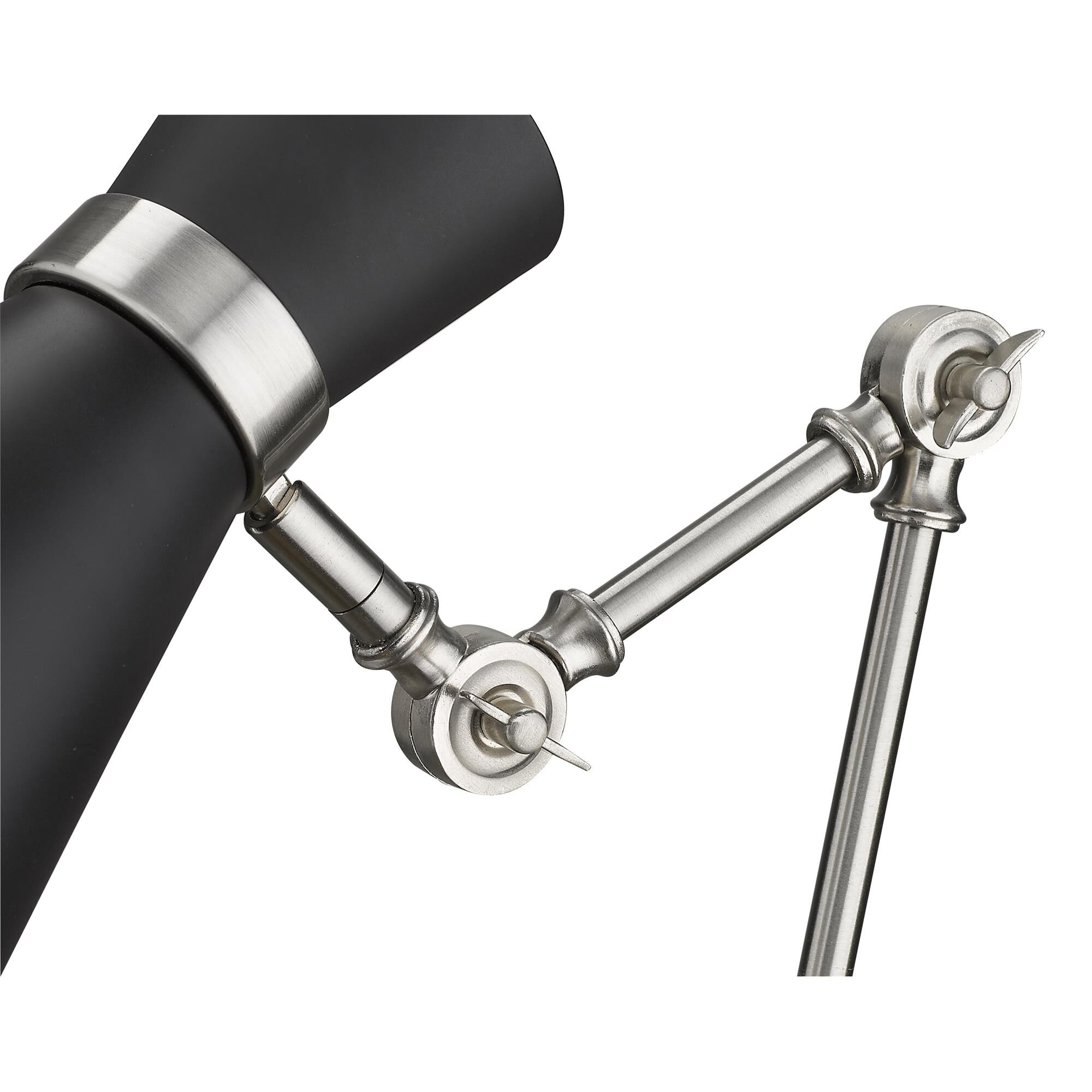 Shown in Matte Black + Brushed Nickel finish and Metal glass and Metal shade