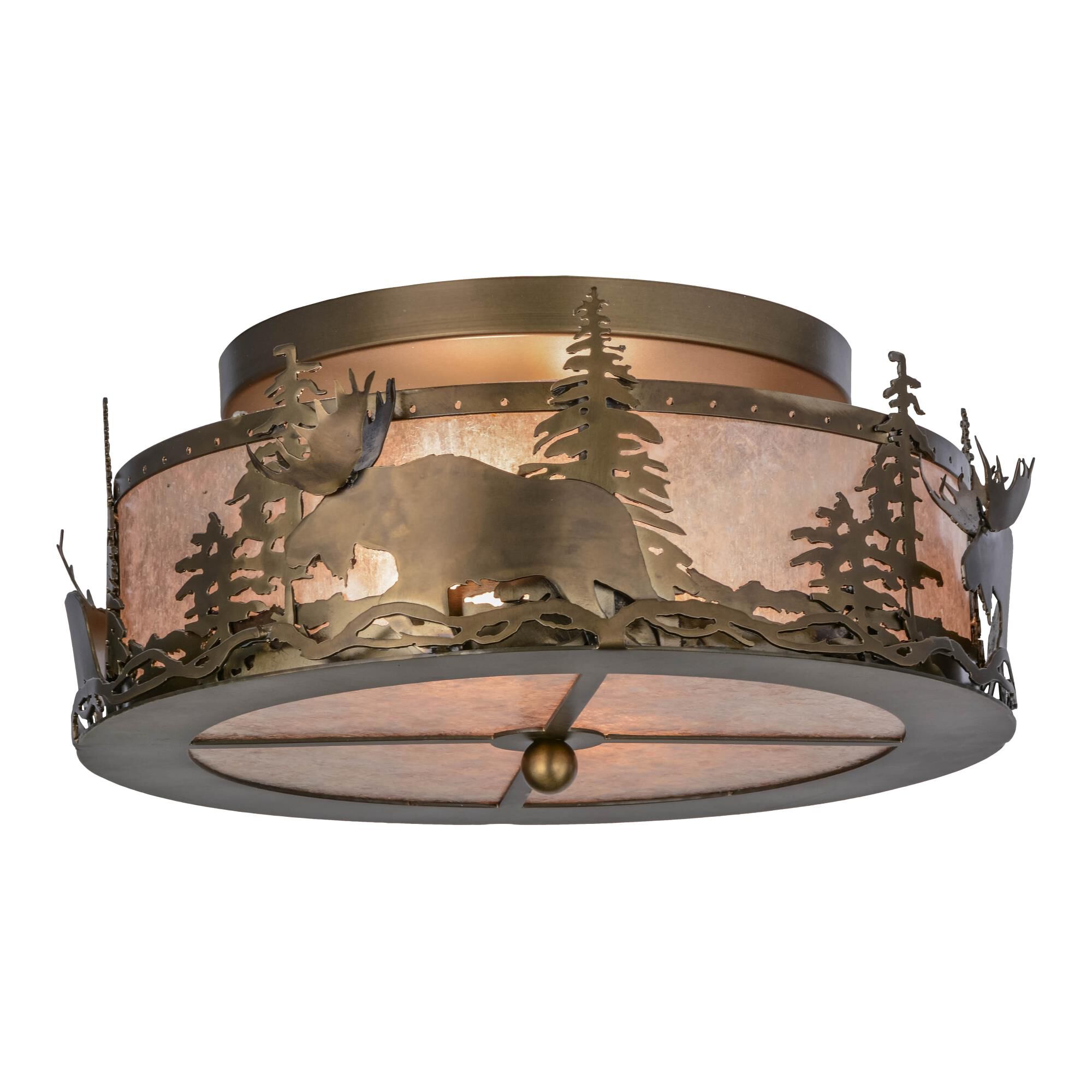 Moose At Dusk 18 Inch 2 Light Flush Mount by Meyda Lighting