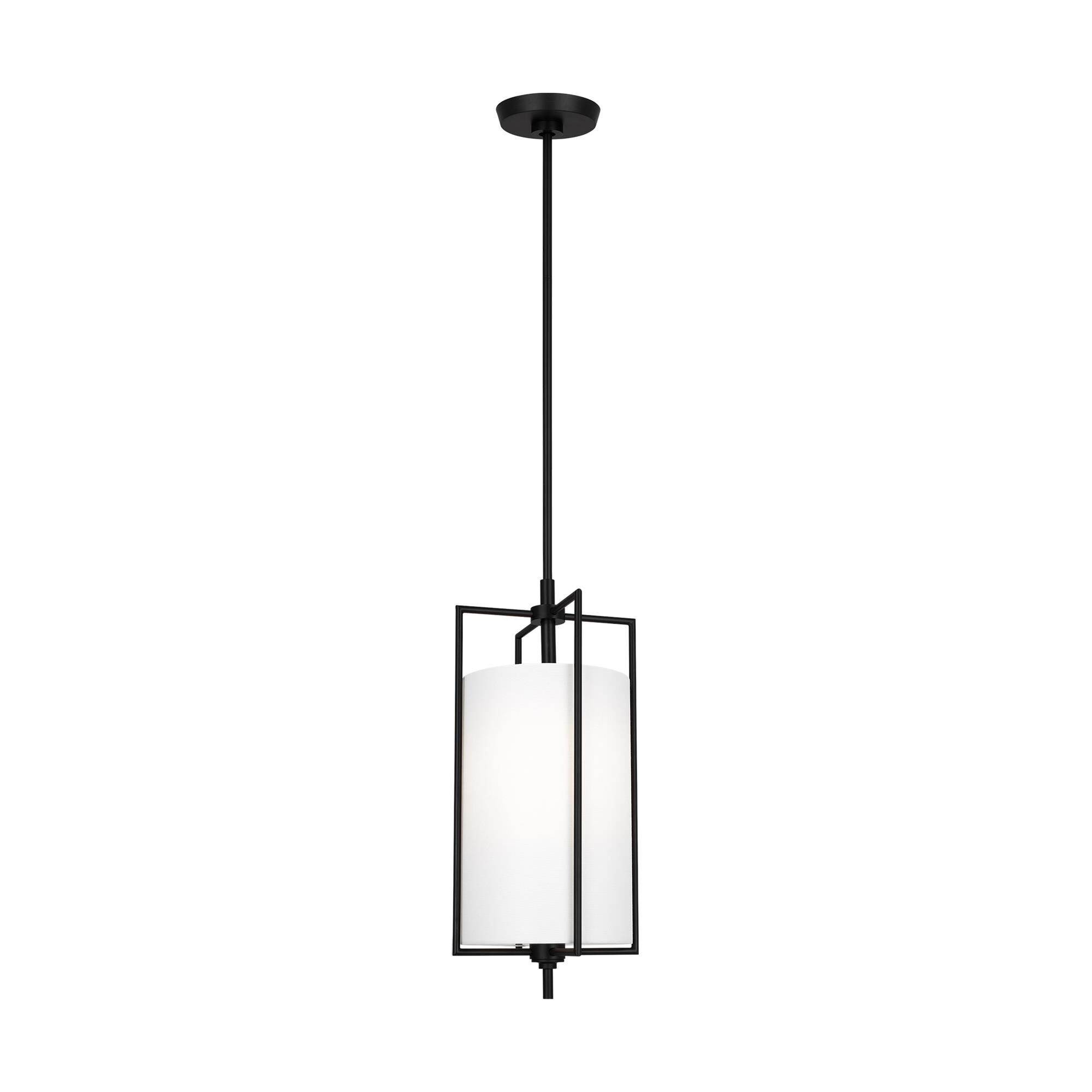 Shown in Aged Iron finish and White LinenLinen shade