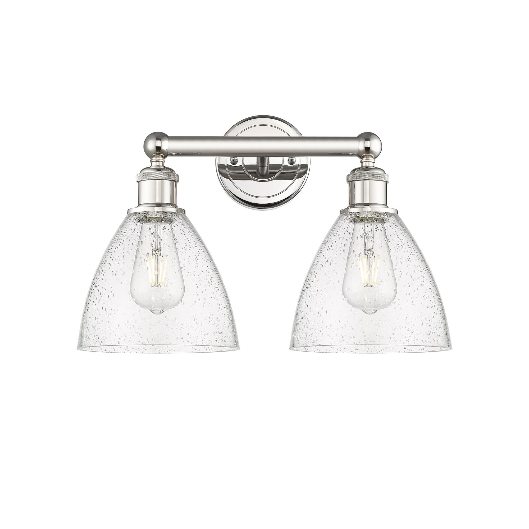 Shown in Polished Nickel finish and Seedy glass