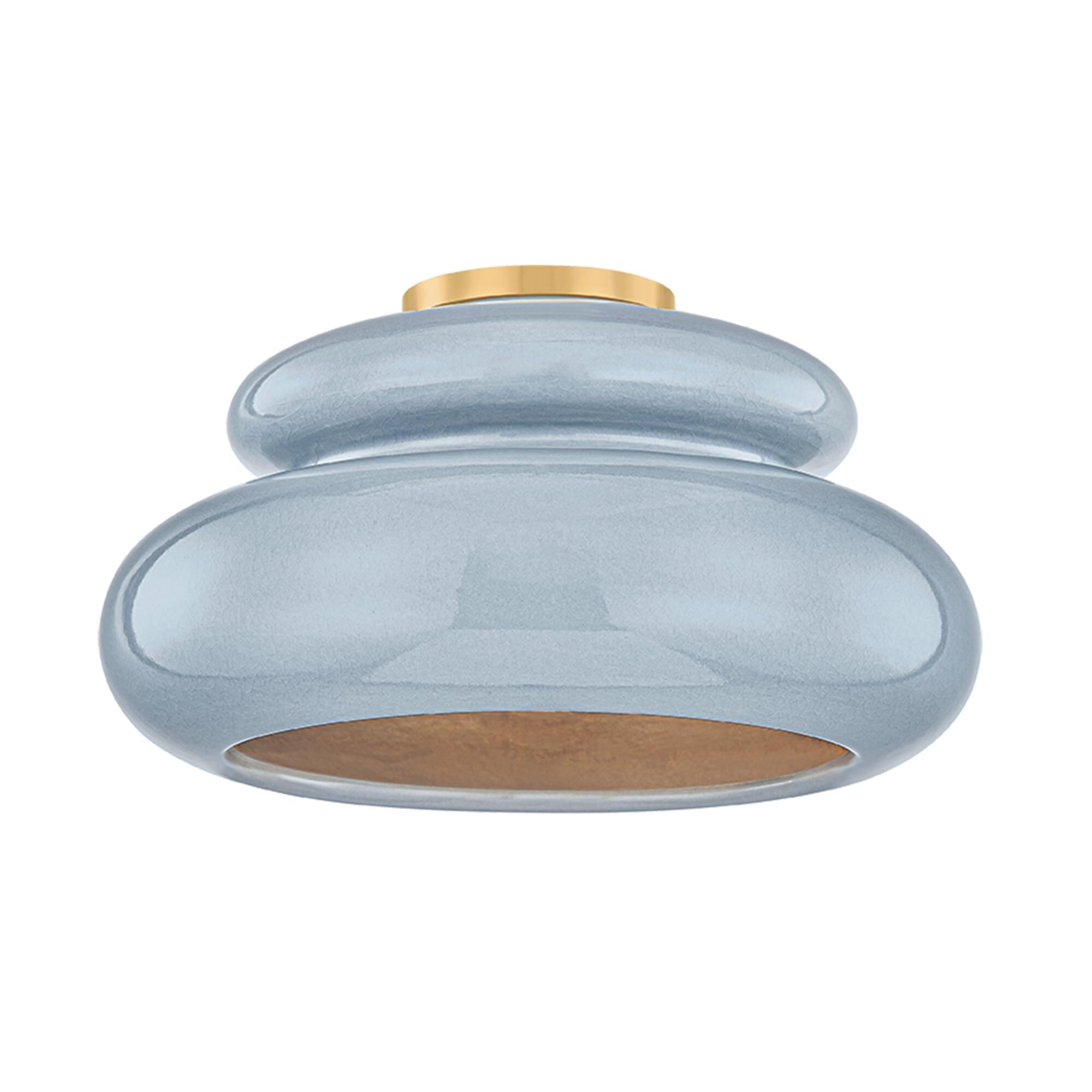 Shown in Aged Brass and Ceramic Chateau Crackle finish and Chateau Crackle Ceramic shade