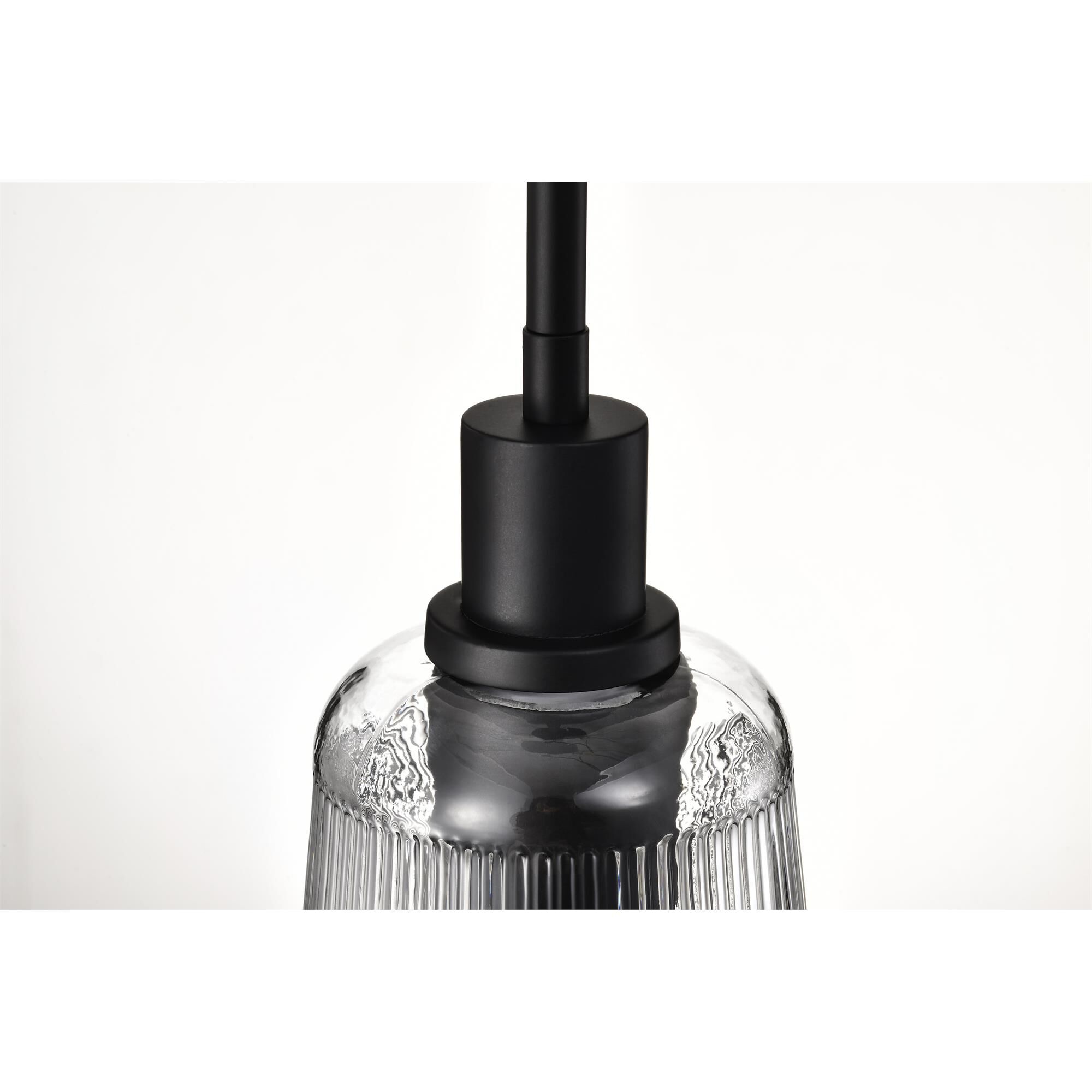 Shown in Matte Black finish and Clear Ribbed glass
