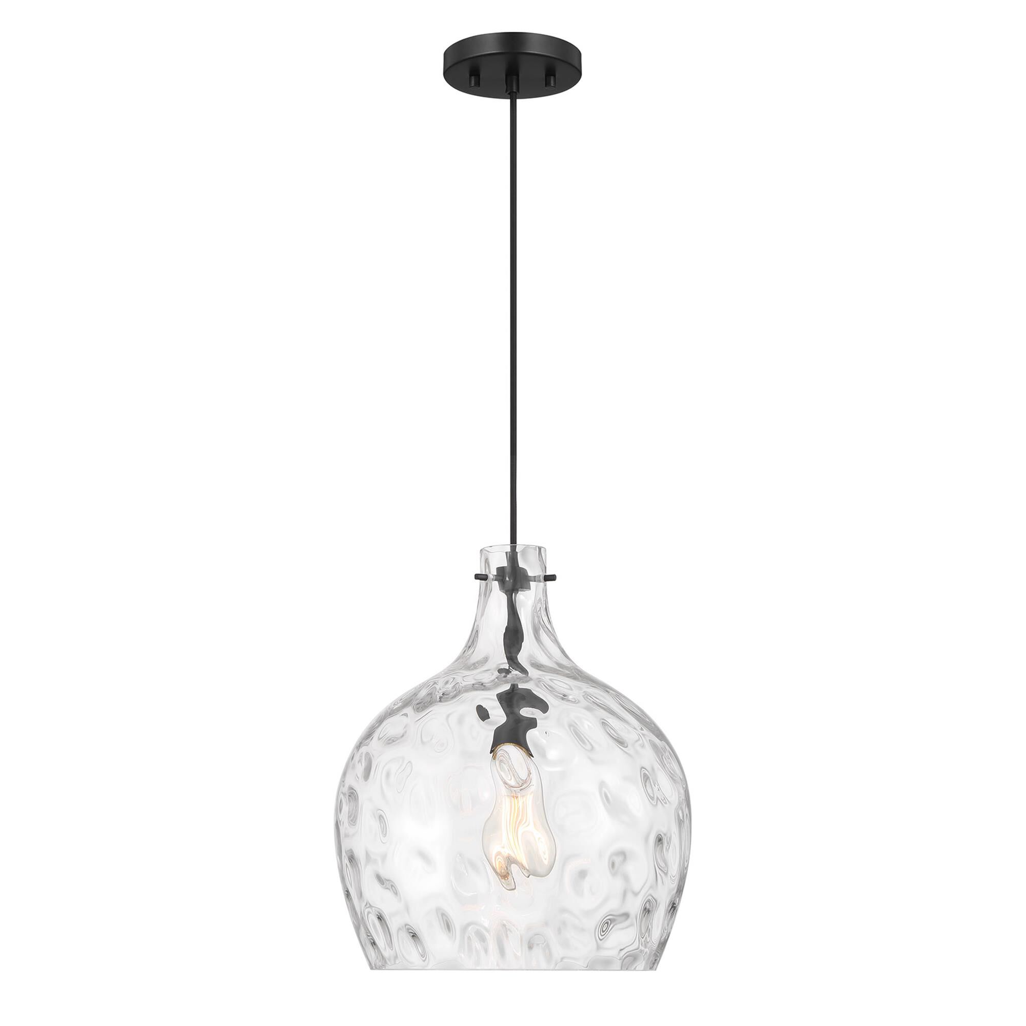 Shown in Matte Black finish and Hammered glass and Glass shade