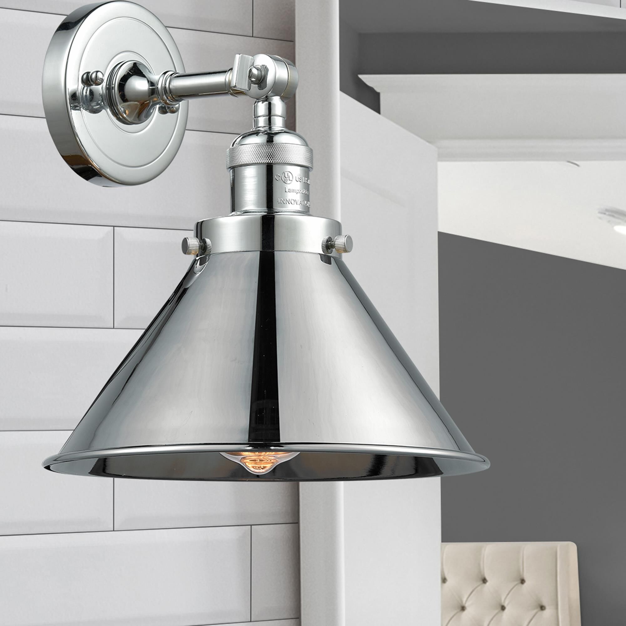 Shown in Polished Chrome finish and Polished Chrome glass and Polished Chrome shade and No Accent accent