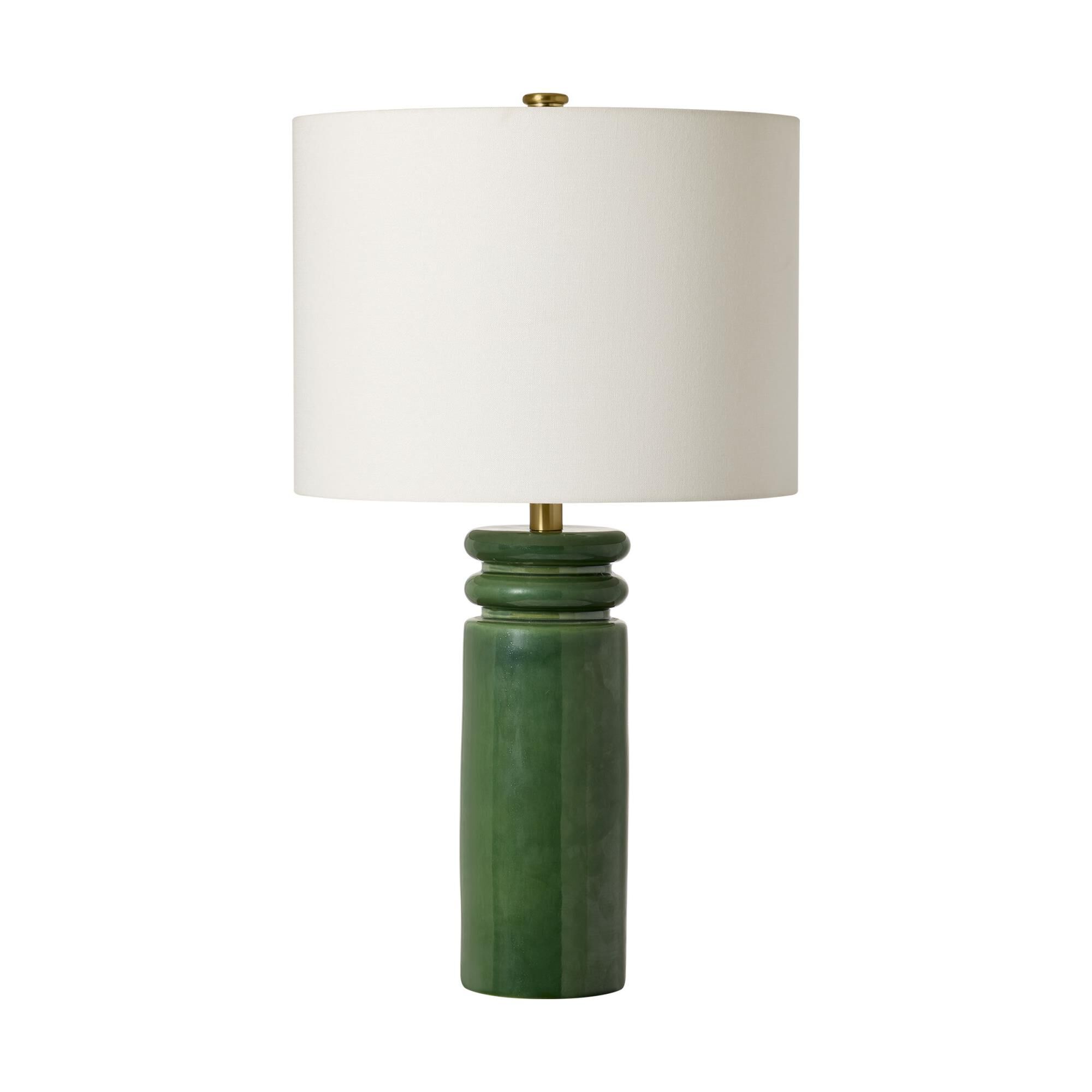 Shown in Glossy Light Green finish and White Linen shade