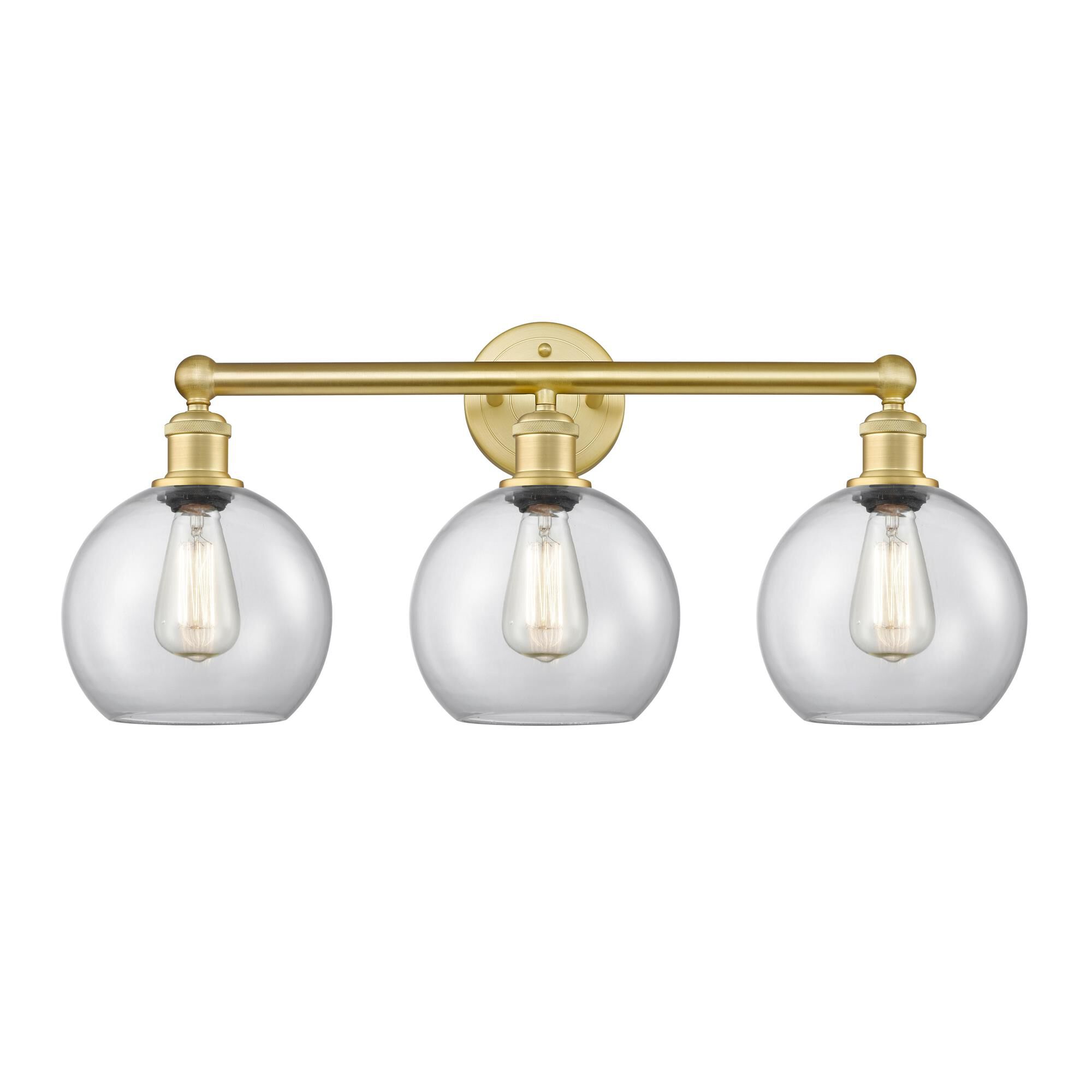 Shown in Satin Gold finish and Clear glass