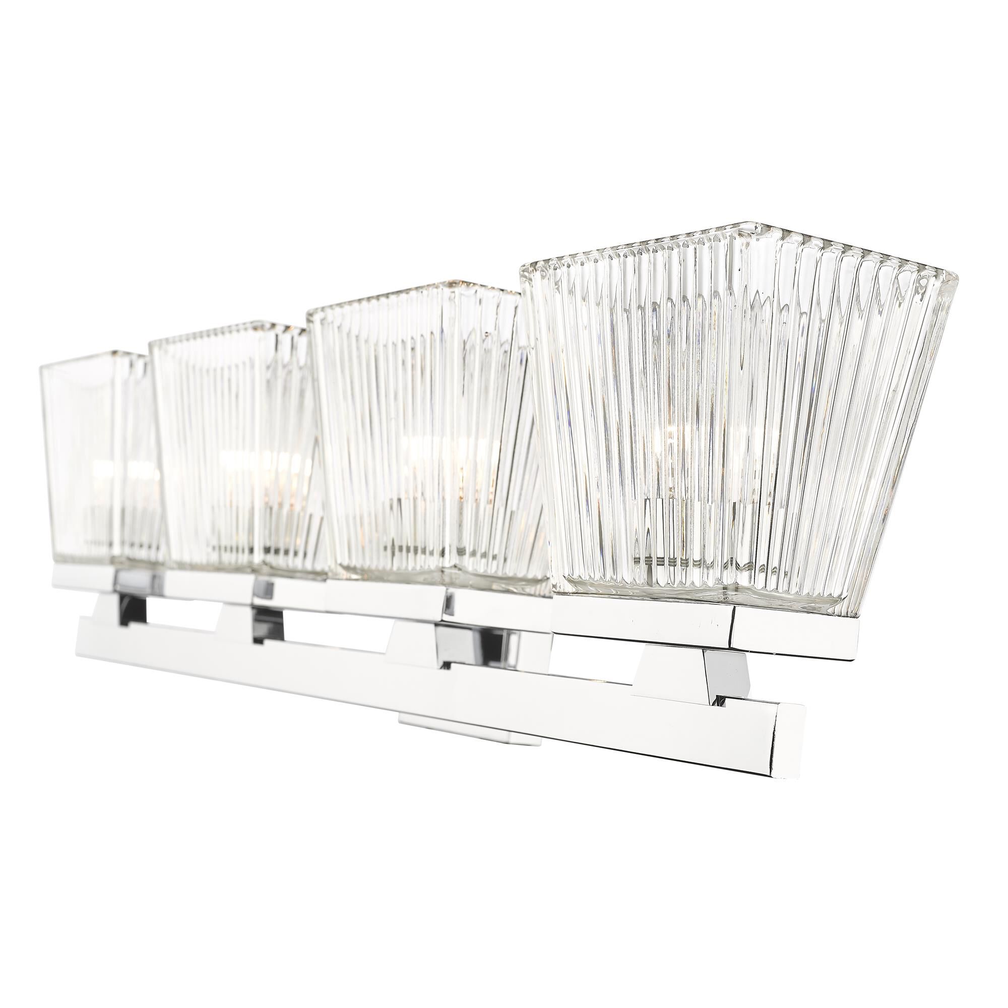 Shown in Chrome finish and Glass shade