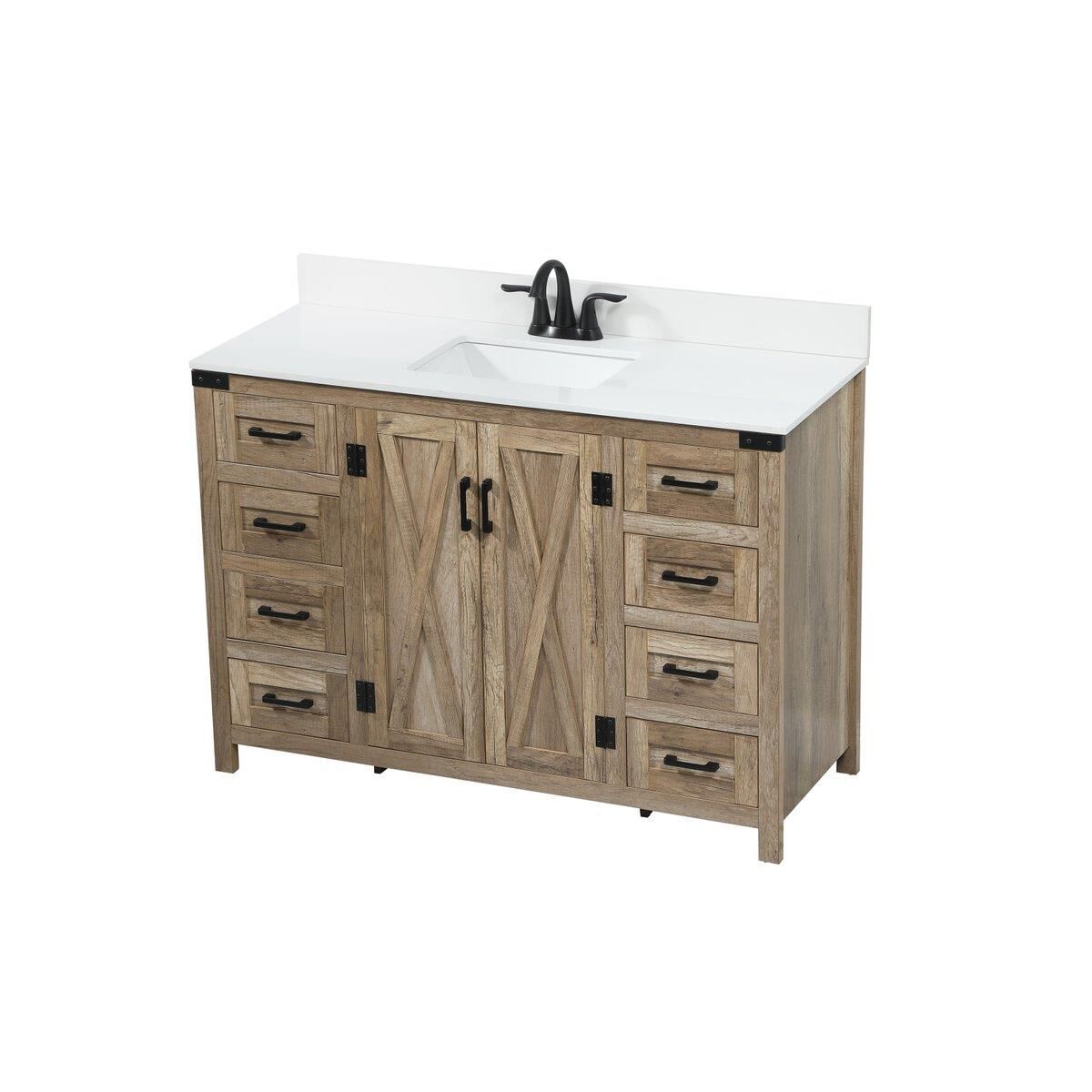 Shown in Natural Oak finish and With Backsplash accent